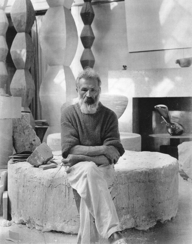 Constantin Brancusi in his studio