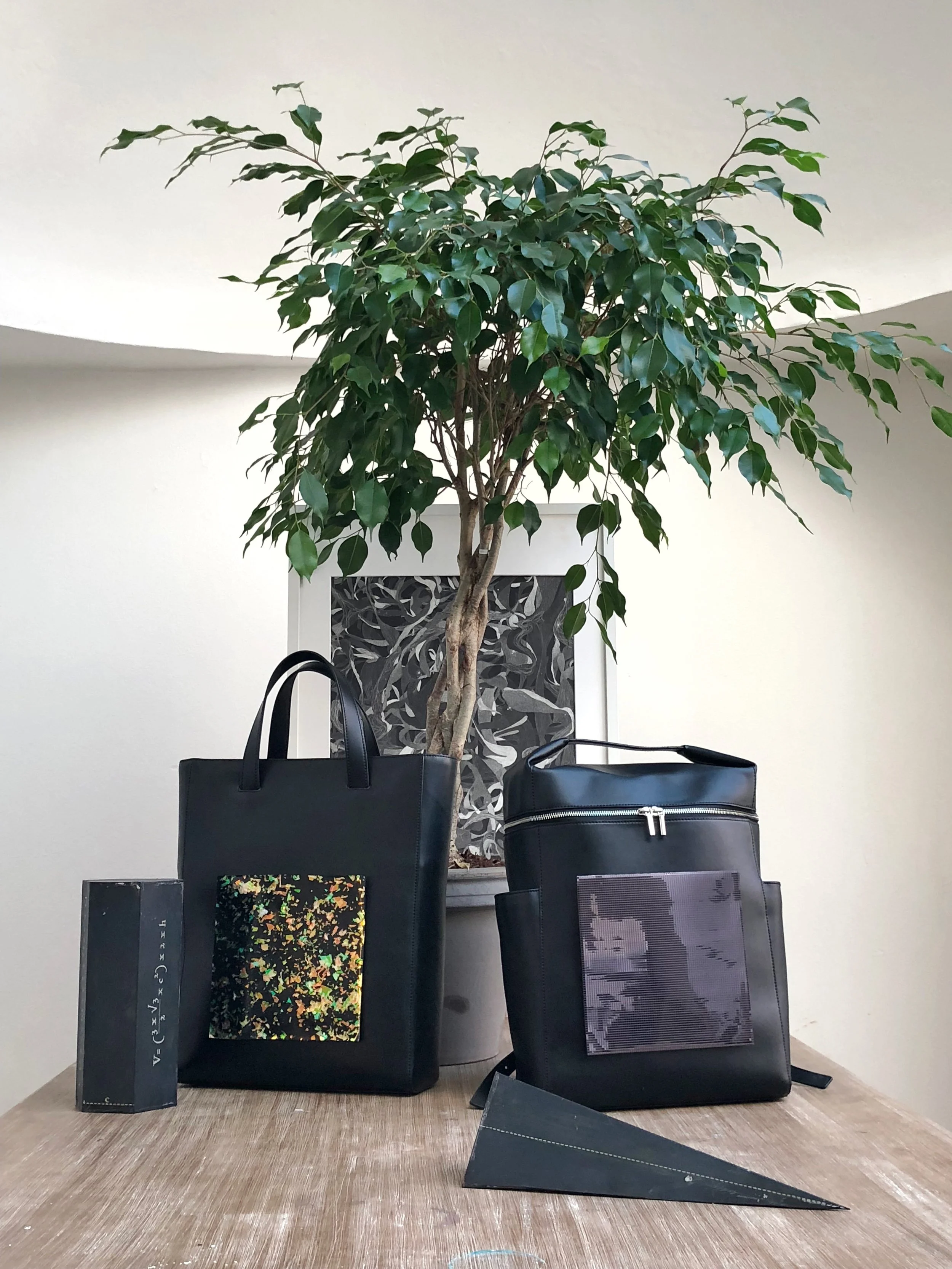 Dark Holo Patch on TOTE 01(Left) & Dark Disco Patch on BACKPACK01 (Right)