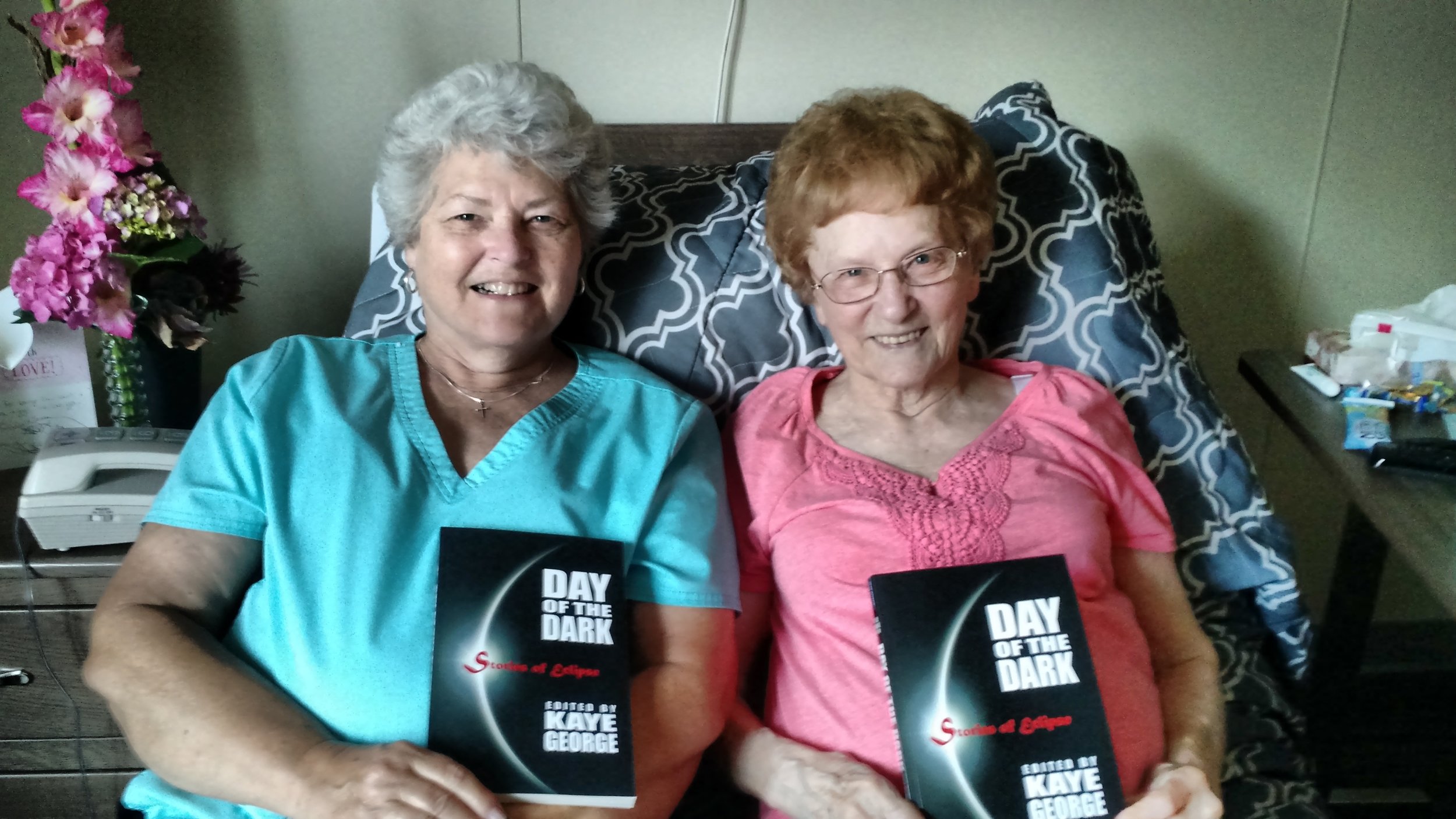 My mom and grandma with their copies. Speedy recoveries for grandma who just had back surgery.