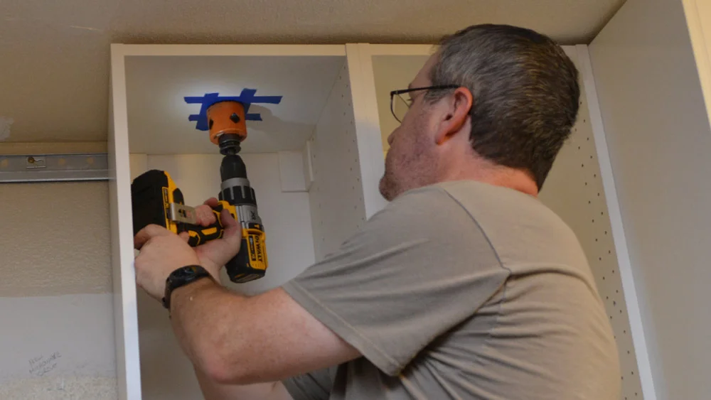 A whole, hole saw in action.