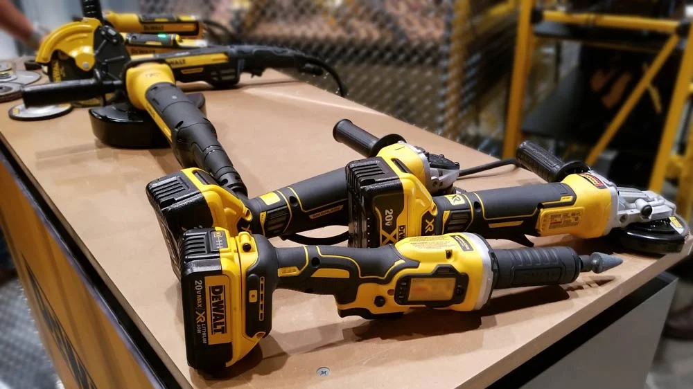 20V MAX* XR® 4.5” Angle Grinder (DCG413R2), 20V MAX* XR® 5” Flathead Grinder (DCG413FR2), 20V MAX* XR® 1-1/2” Die Grinder (DCG426M2).