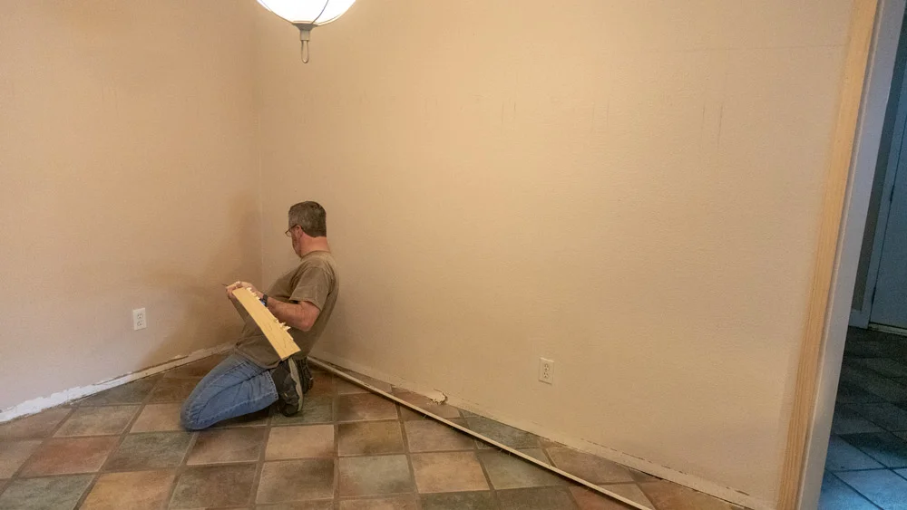 I didn’t intend to look like I was doing a kneeling guitar solo with a piece of molding.