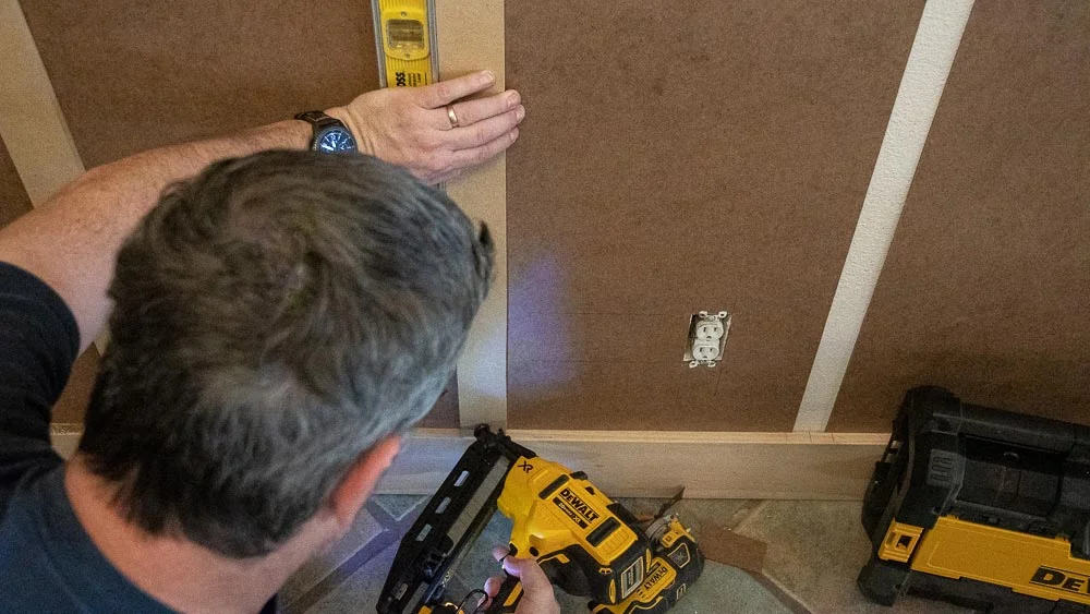 Angled nailing to grab the drywall behind