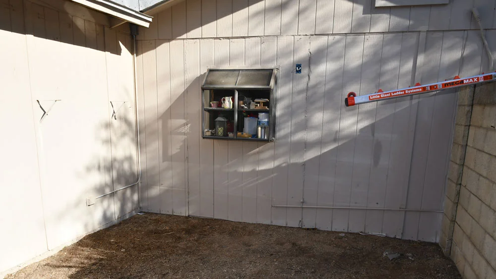 The courtyard with electrical rerouted.