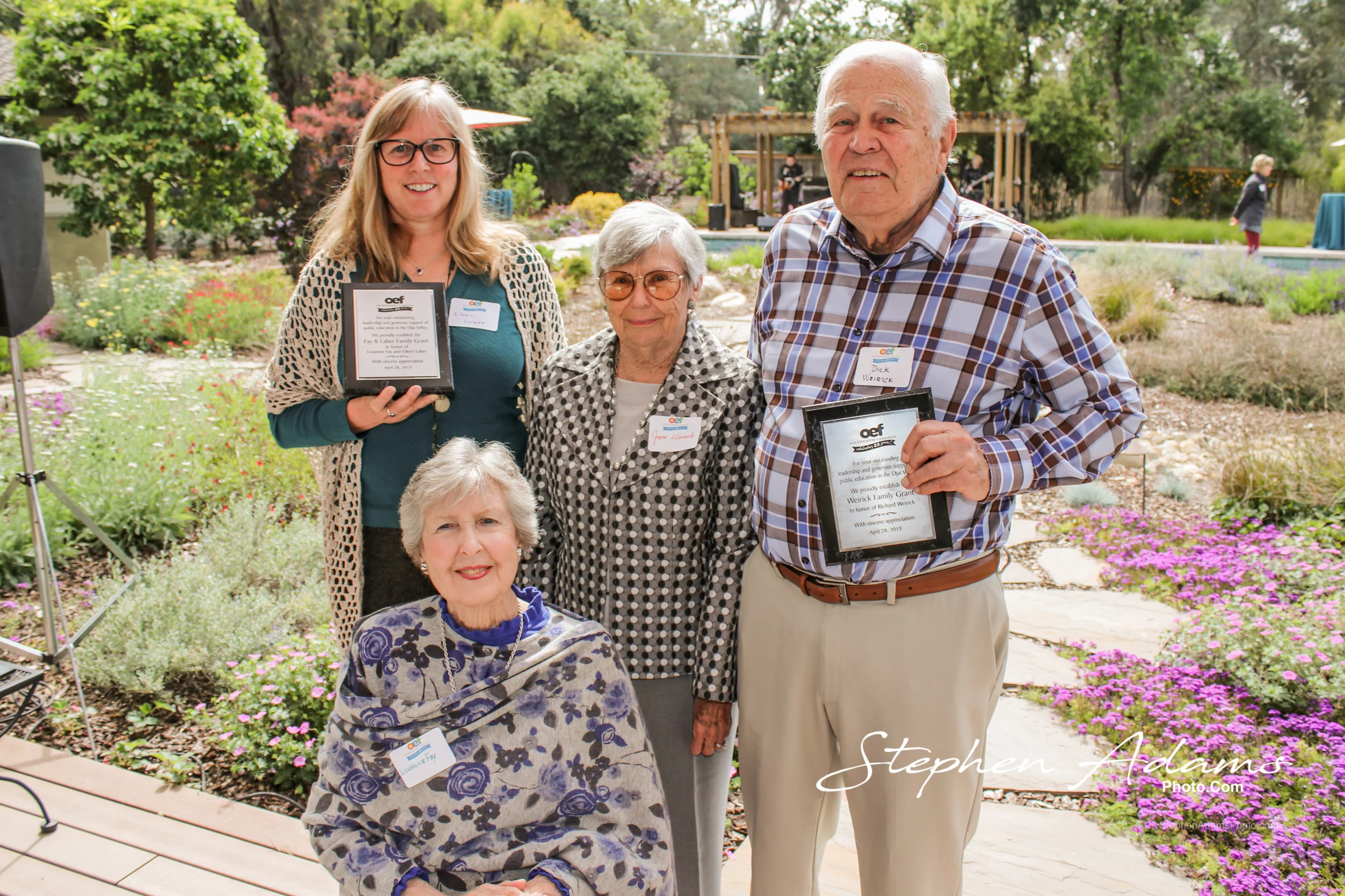 The honorees of the celebration, from left to right, top cumulative donors Eileen Laber and Louanne Fay, Jane Weirick and founding treasurer Dick Weirick. Photo by Stephen Adams.