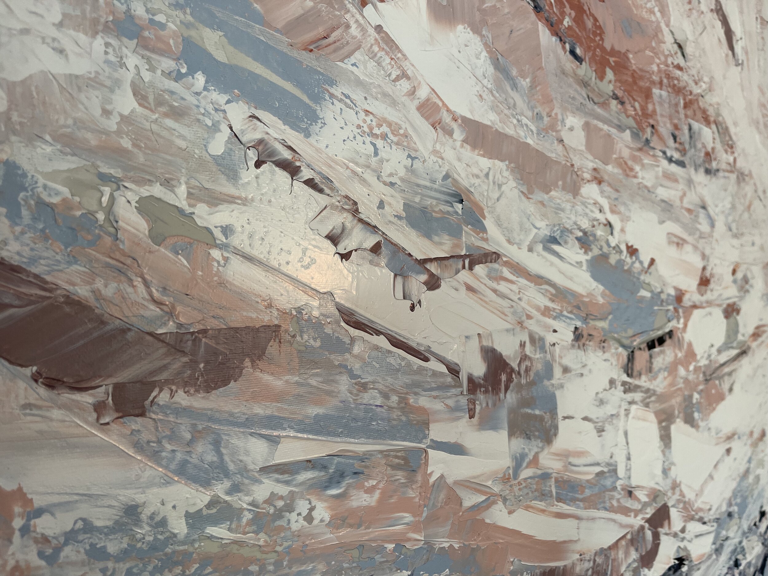  Here are some up close and detailed images of Donna Giraud’s textural abstract work. The layers of paint and unique shapes allow for tons of depth and a constant evolution in what you see when you look at it.  