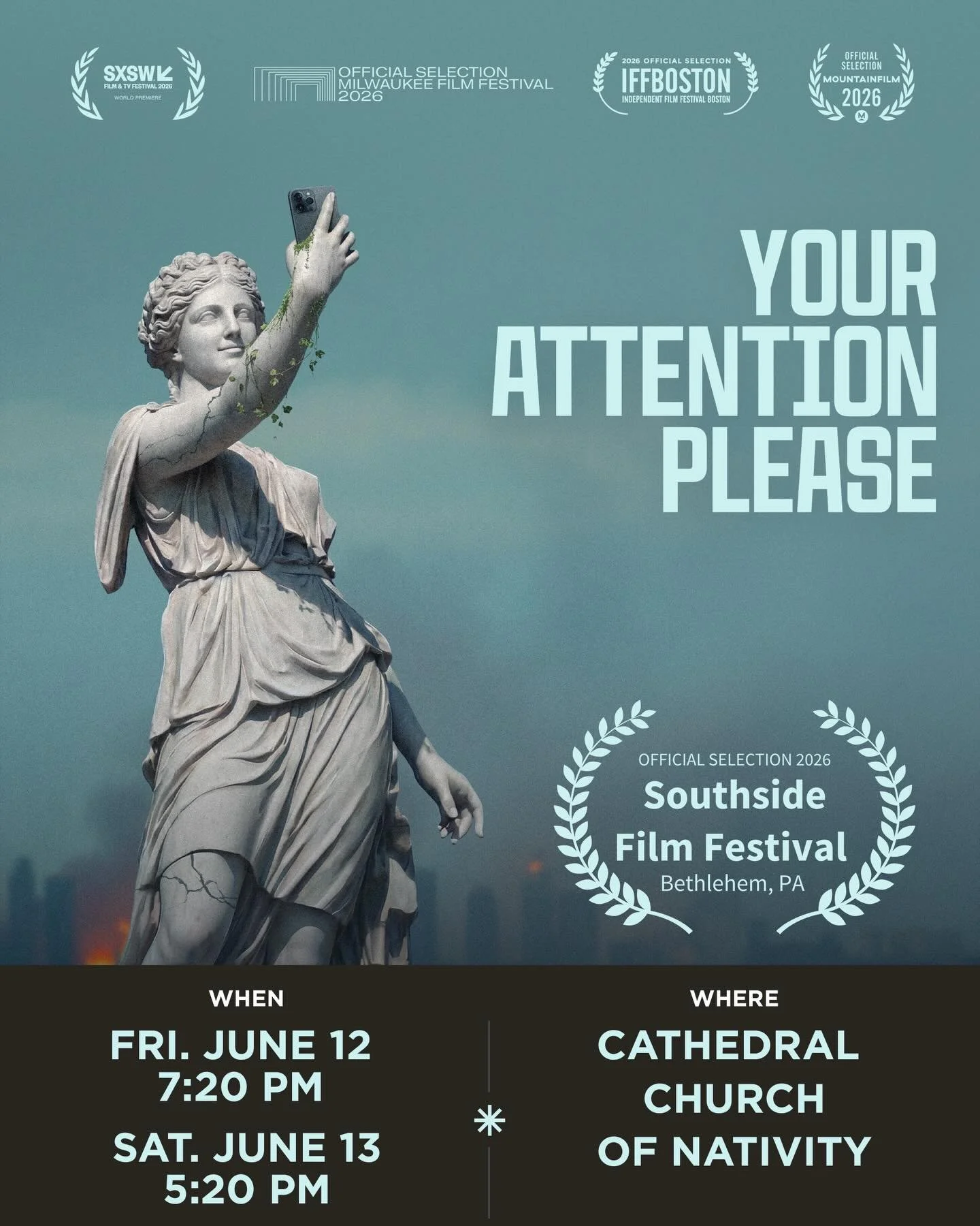 Can&rsquo;t stop won&rsquo;t stop. Your Attention Please is coming to Pennsylvania!&nbsp;

So proud to announce our PA premiere at @southsidefilmfest in Bethlehem! We&rsquo;re honored to be part of such a curated slate of films and we get to screen i
