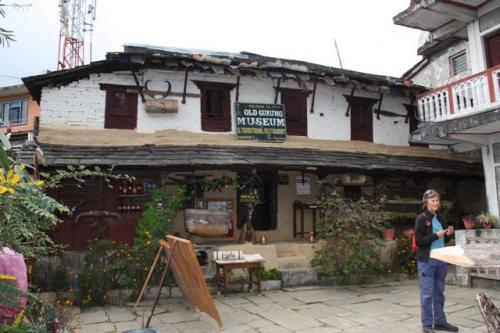 More log hives at the Gurung Museum. The one fixed to the wall was also decorated with horns from a water buffalo.