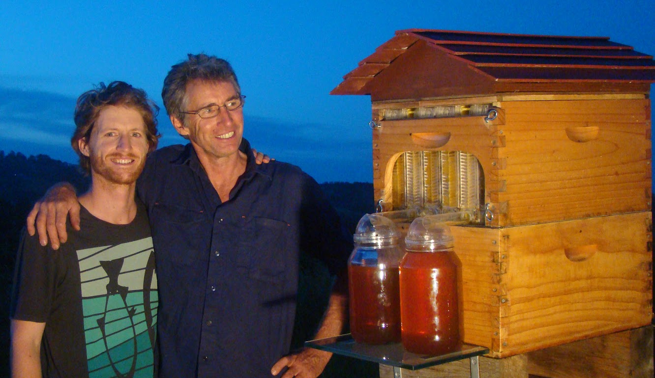 Cedar and Stuart Anderson, from Northern NSW, with their exciting new hive technology, allowing honey to be extracted without opening the hive
