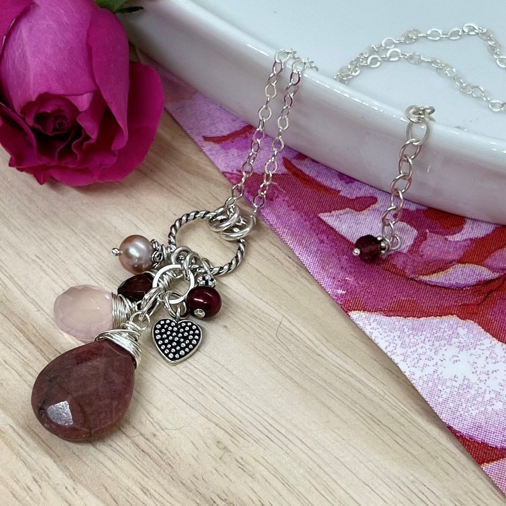 Gem Heart Charm Sterling Silver Necklace — Simply Sterling Designs