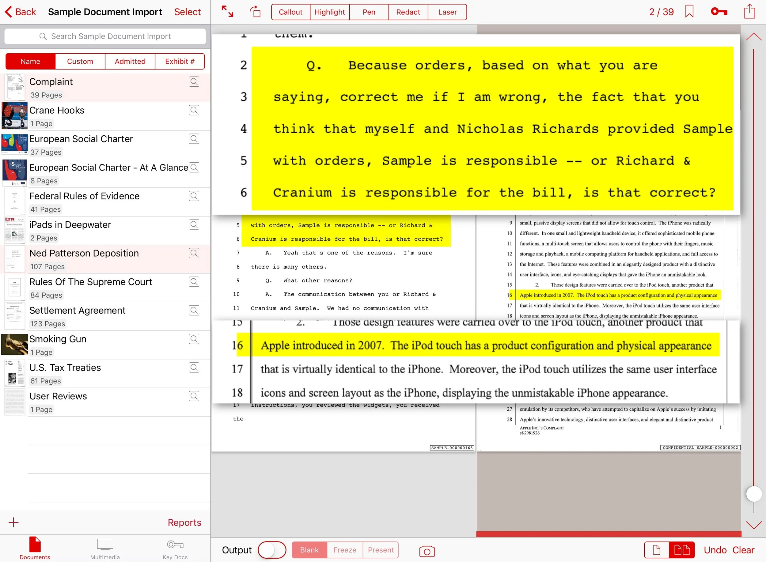 Here are two documents brought up side by side, with a separate callout selected from each. Notice that the double page icon in the lower right of the screen has been selected, indicating that you want a double, not a single, image displayed.