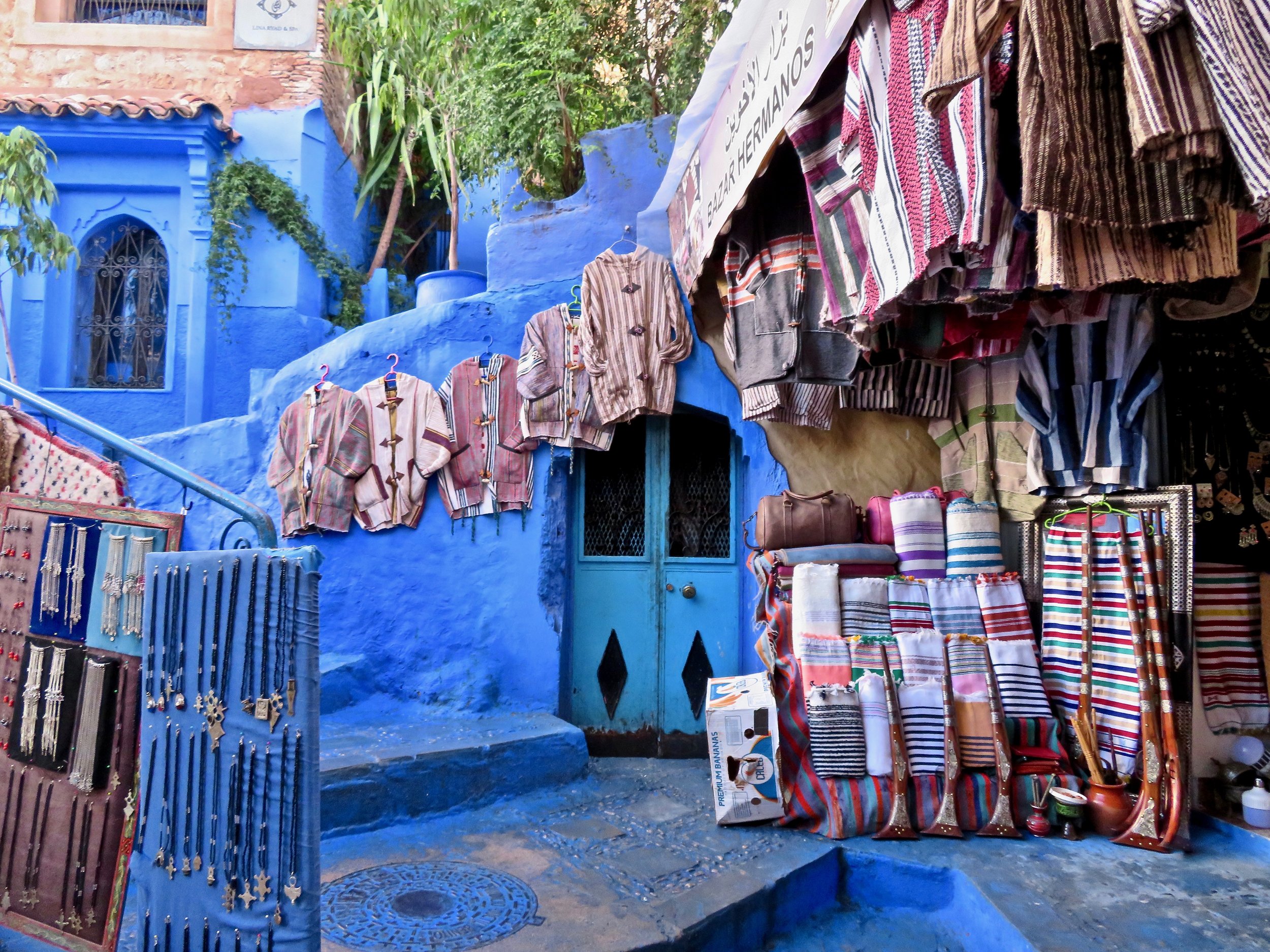 Chefchaoen shops line the blue streets