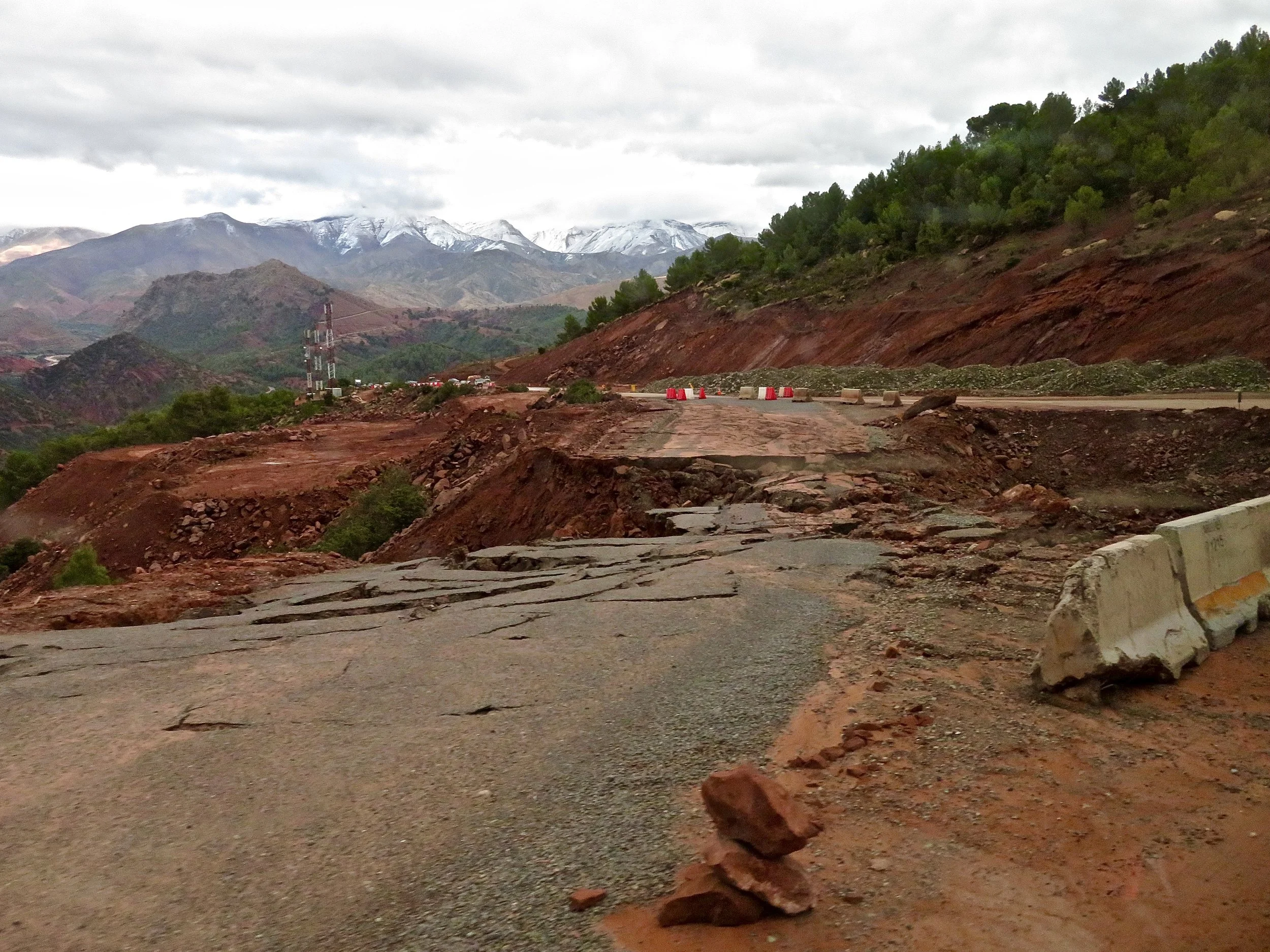 Roads washed away in the Atlas Mountains