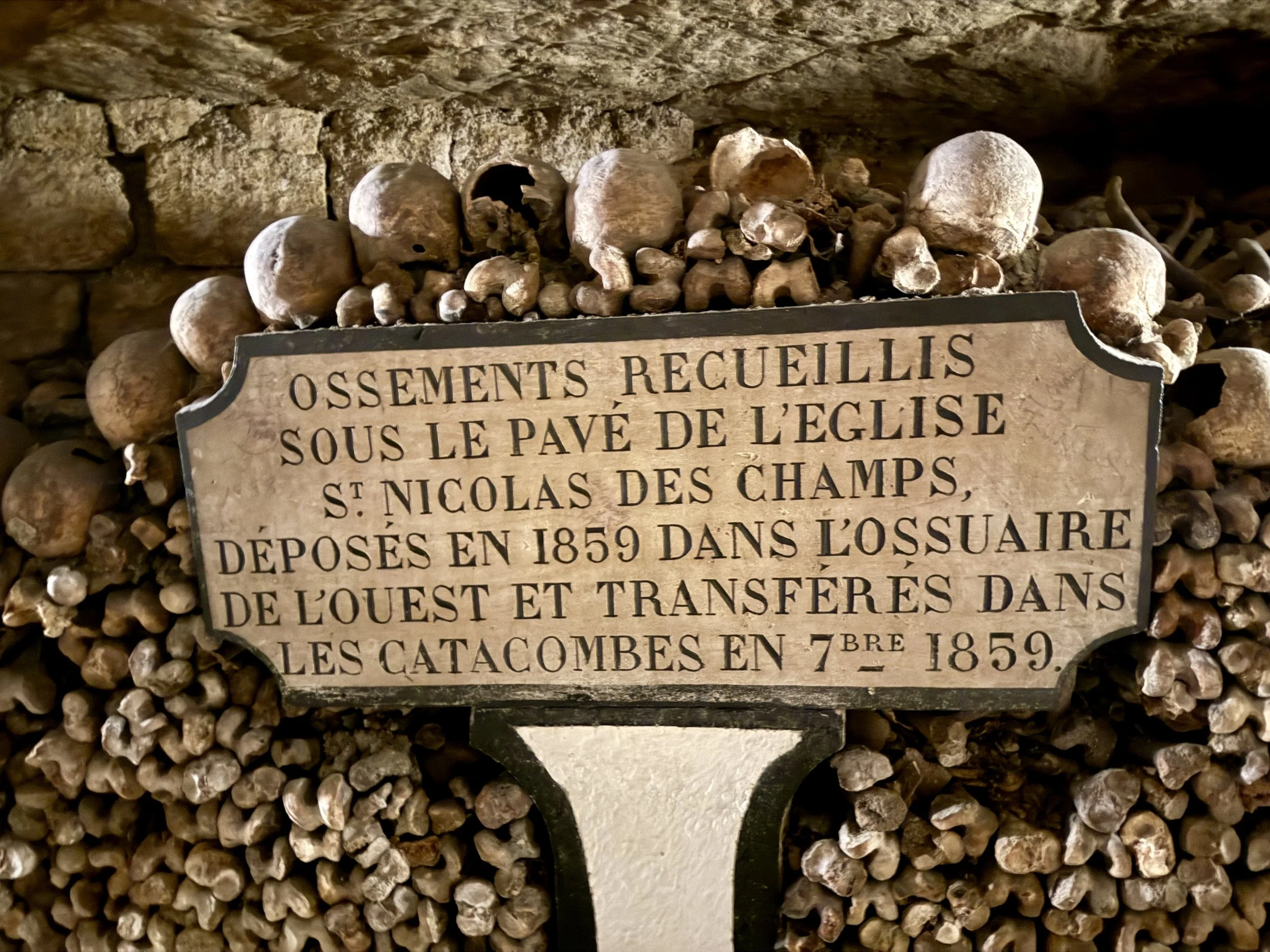 These bones were collected from under the paving stones of St. Nicolas des Champs church 