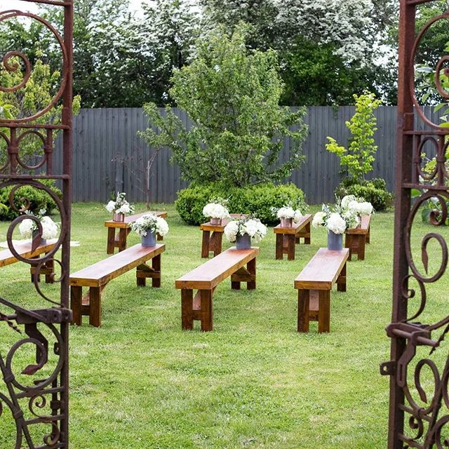 Walnut Bench SeatsSits 4-5 people at ceremony. To seat 4 guests at a table.2.4m long x 30cm wide x 47cm high$30 eachQty-10