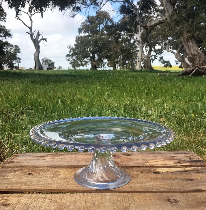 Clear Beaded Cake Stand28cm x 10cm