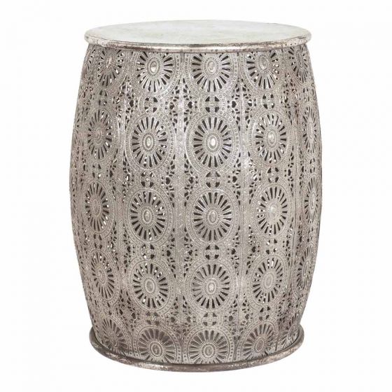 Ornate Metal Side TableH 41.5cm x 34.5cm roundQty- 2