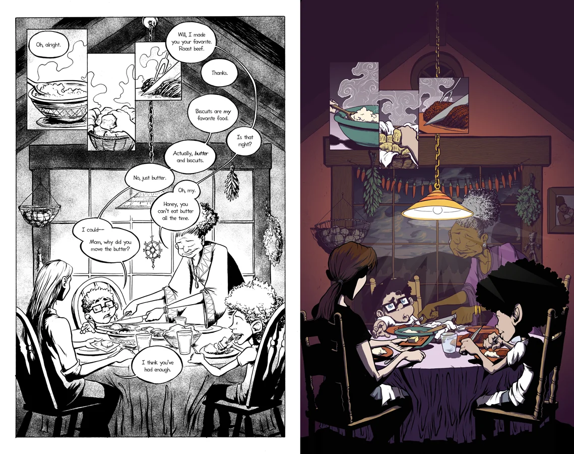Comparison of page from 'The Early Chapters' drawn in 2014 and from the comic on Webtoons 