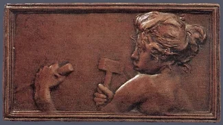 13b. Alexandre Charpentier, La Sculpture , c. 1896. Cast Bronze. 82 x 150 mm. Private Collection, U.S.A.