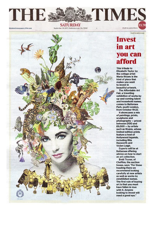 'Invest in Affordable Art' article in the Times illustrated by the limited edition print 'Violet' (hand finished in gold leaf) by our artist Maria Rivans