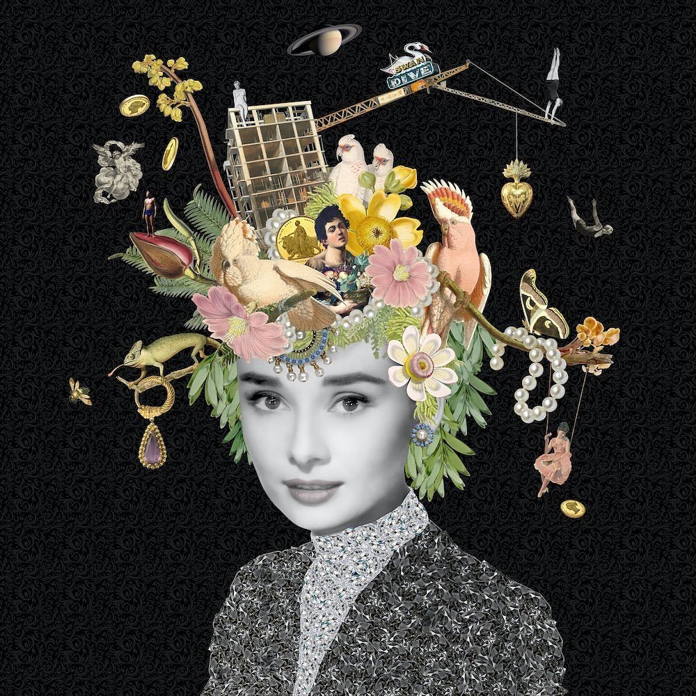 We can&rsquo;t wait to hang some brilliant new original pieces at The Affordable Art Fair in Hampstead much opens next week. 

This is Odette by our superstar collagist Maria Rivans and features Audrey Hepburn adorned in Maria&rsquo;s original and in