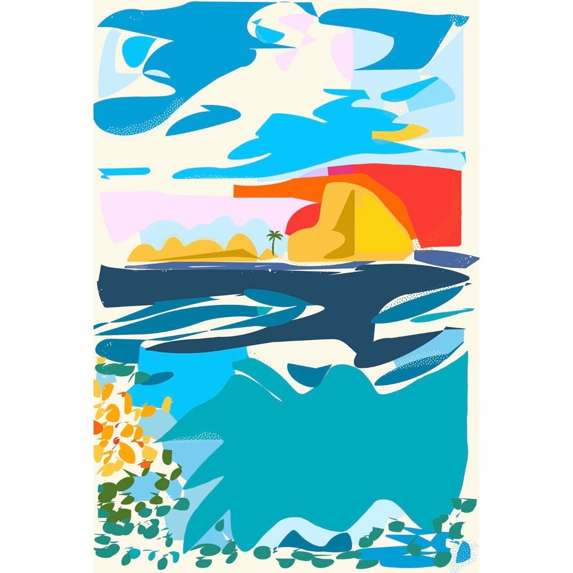 Who doesn&rsquo;t love blue seas and blue skies?  This vibrant and uplifting piece &lsquo;Balearic Sunset&rsquo; is by our artist @frisco_arts_club  This is a Limited edition archival pigment ink print on Canson Rag Photographique paper 310 gsm and i