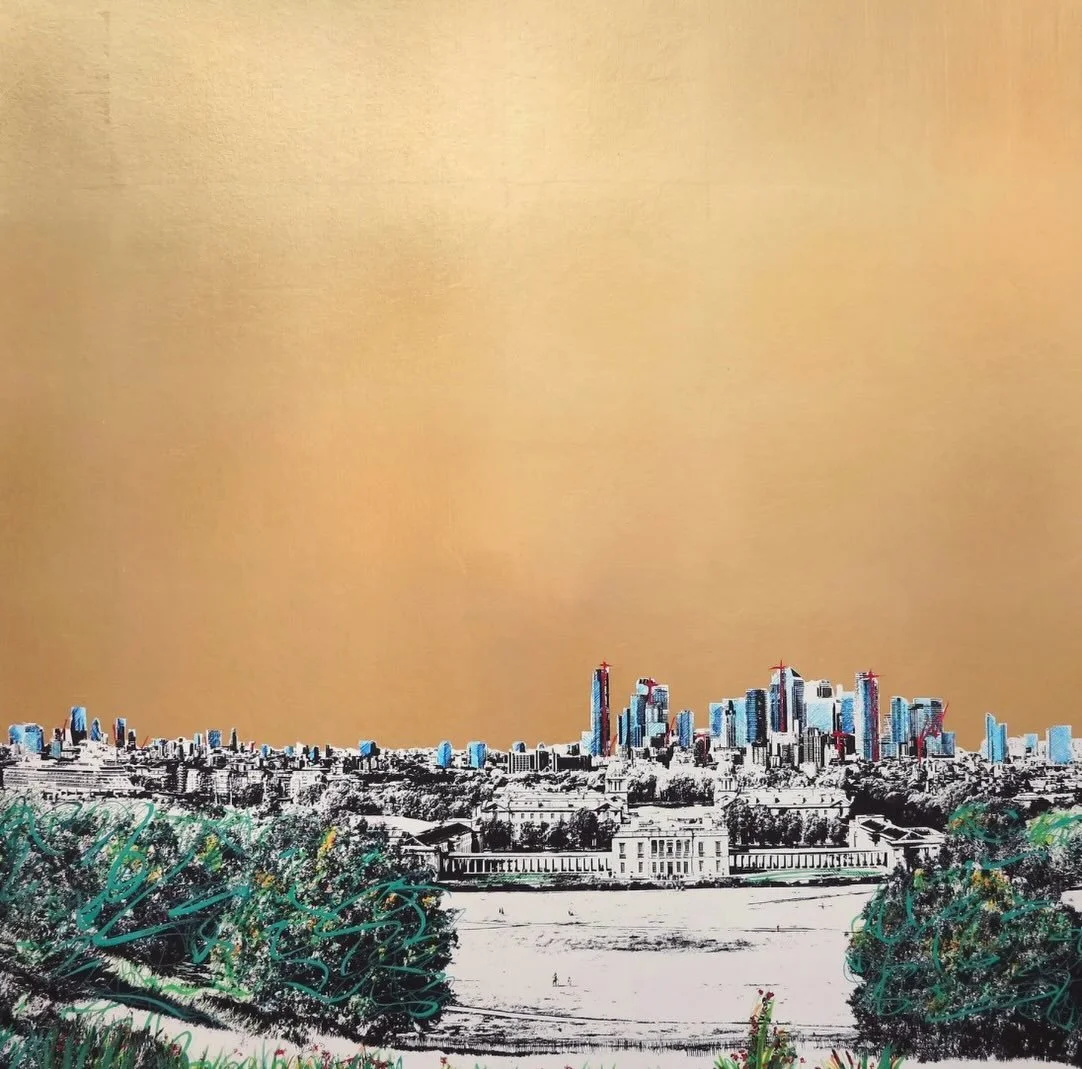 Our brilliant artist @jaysonlilley gets to the heart of London here with this stunning piece set in Greenwich Park. This is a hand pulled screen print with gold leaf and is beautifully hand finished with pen and ink
It measures 84cm x 84cm unframed  