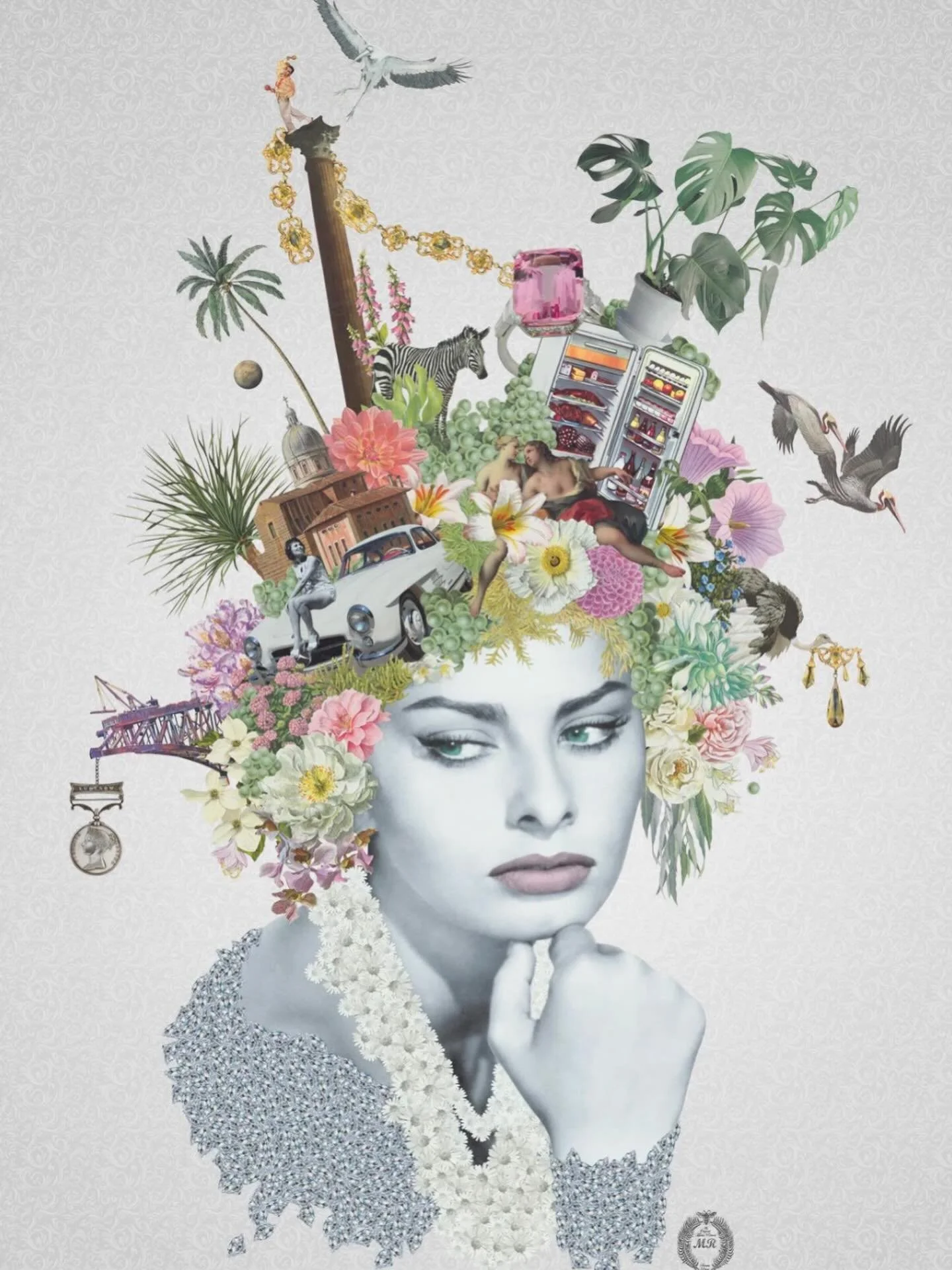 &lsquo;Sofia&rsquo; was recently declared the most beautiful name in the world. How fitting for the beautiful Sophia Loren, shown here in the exquisite collaged headdress created by our brilliant artist @mariarivans  Maria says &lsquo;In a nod to the