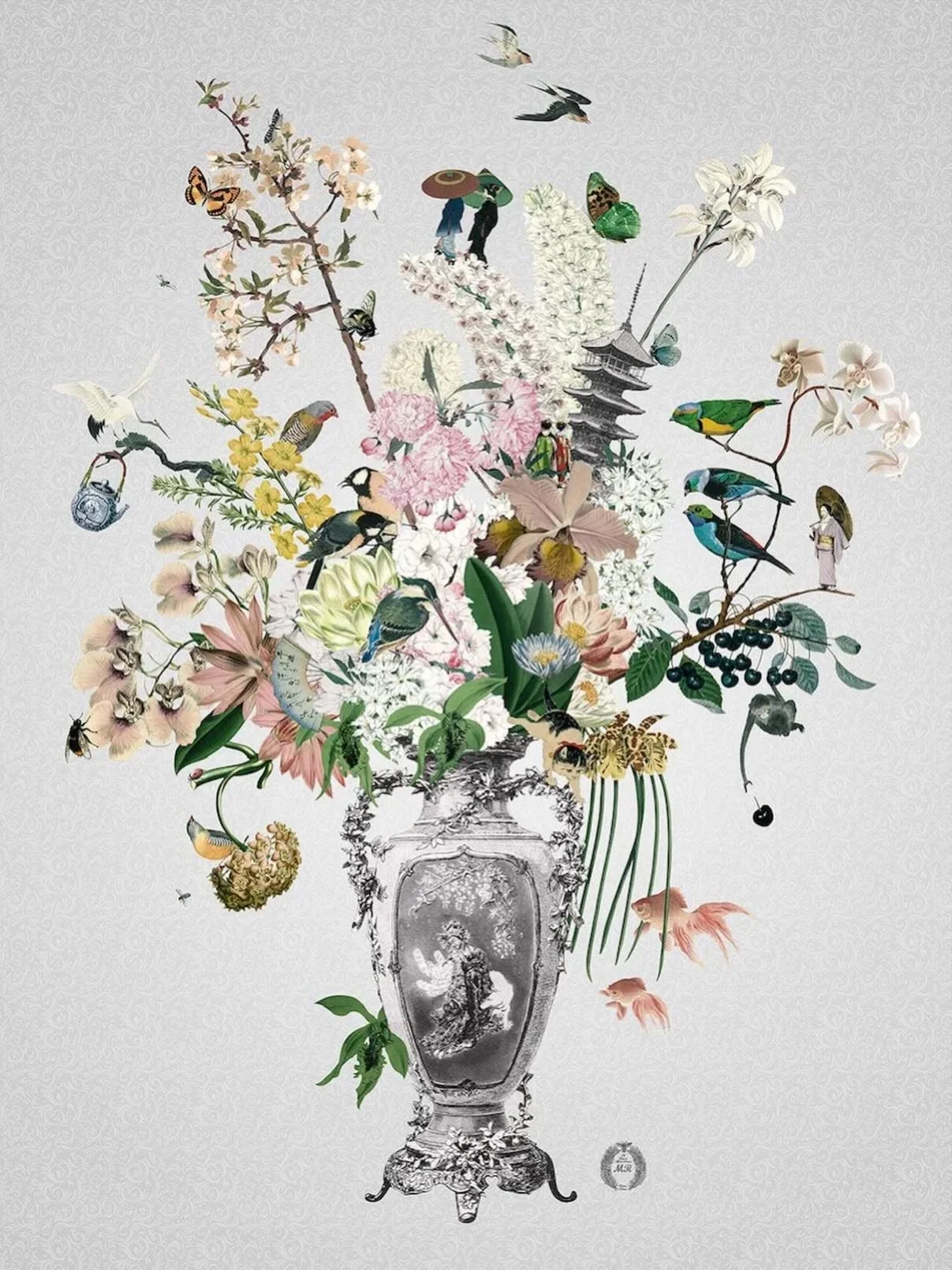 This is an exquisite signature piece by our brilliant artist  @mariarivans

Maria Rivans is a contemporary British artist, known for her scrapbook-style collage aesthetic. A mash-up of Surrealism meets Pop-Art, Rivans work re-appropriates vintage eph