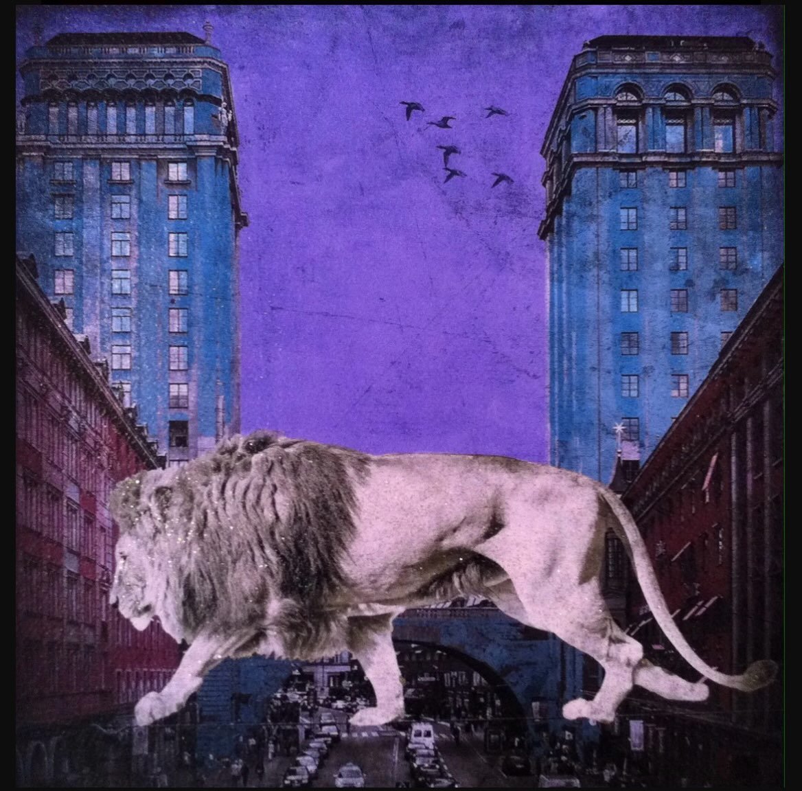 A touch of surreal fun from our fabulous Swedish artist Lars Tunebo. Here&rsquo;s King in the City - a photo-montage featuring a lion in Stockholm. This is a 
Hand finished mixed media photo collage print with archival pigment inks on Hahnemuhle Phot