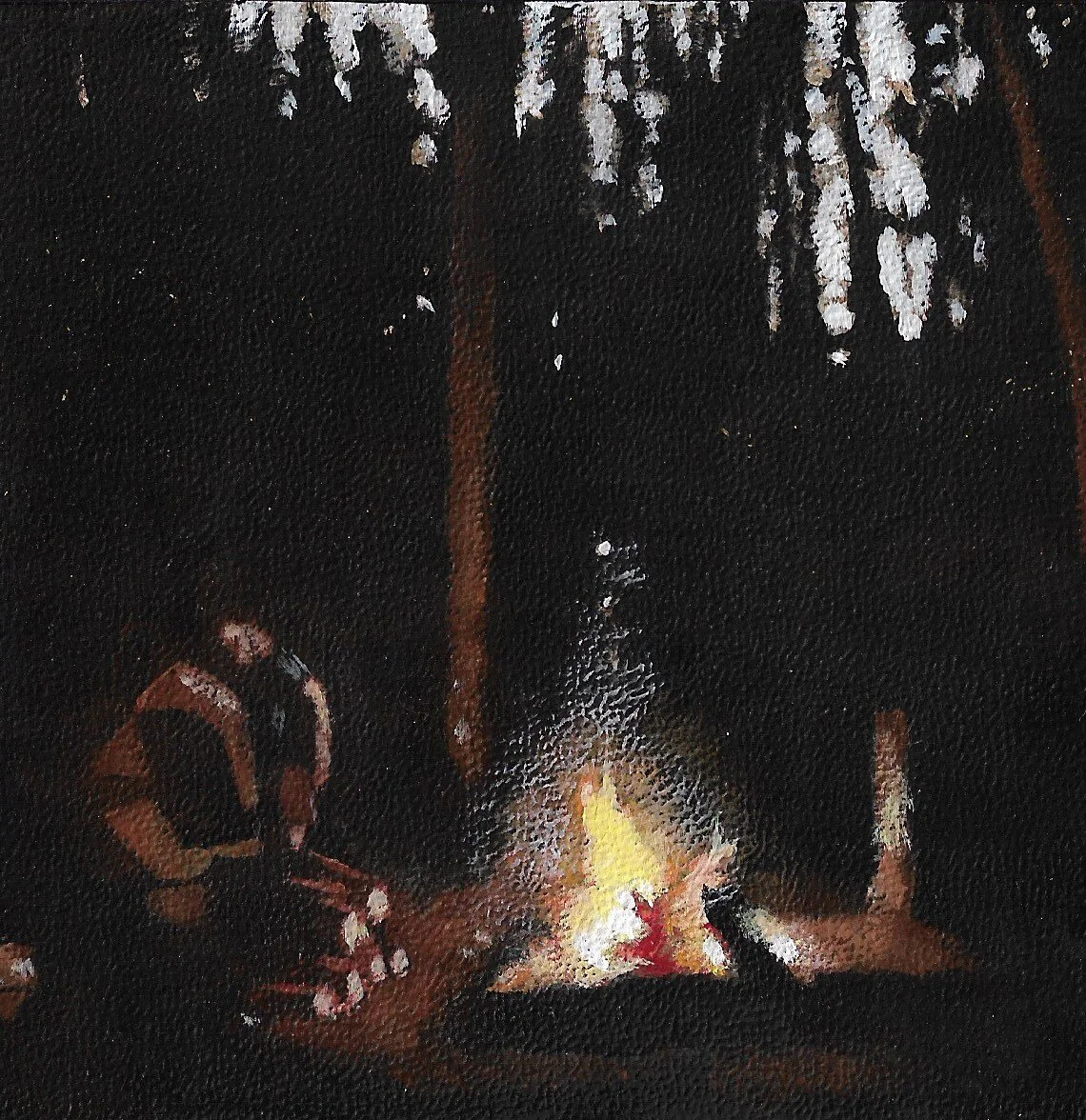 Untitled (Fire 1) acrylic on board, 4”x4”, 2019 Available at Art*Bar Small works holiday show Nov 1- Dec 31, 2019.