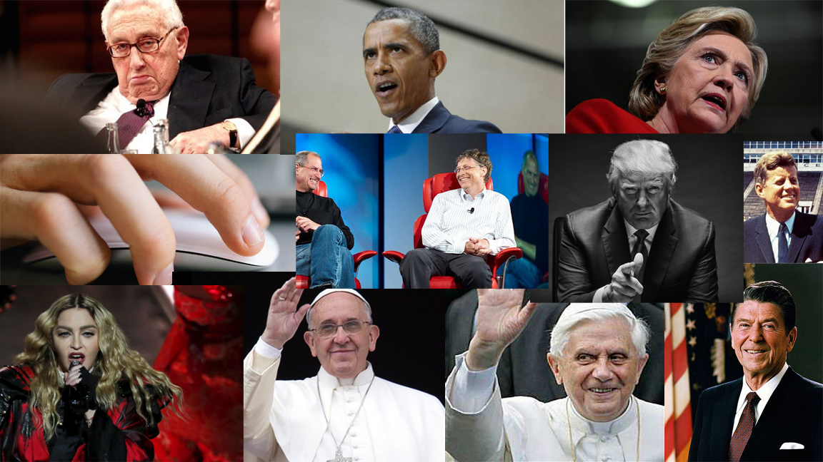 A collage of some of the people who have been accused of being the Antichrist over the years.