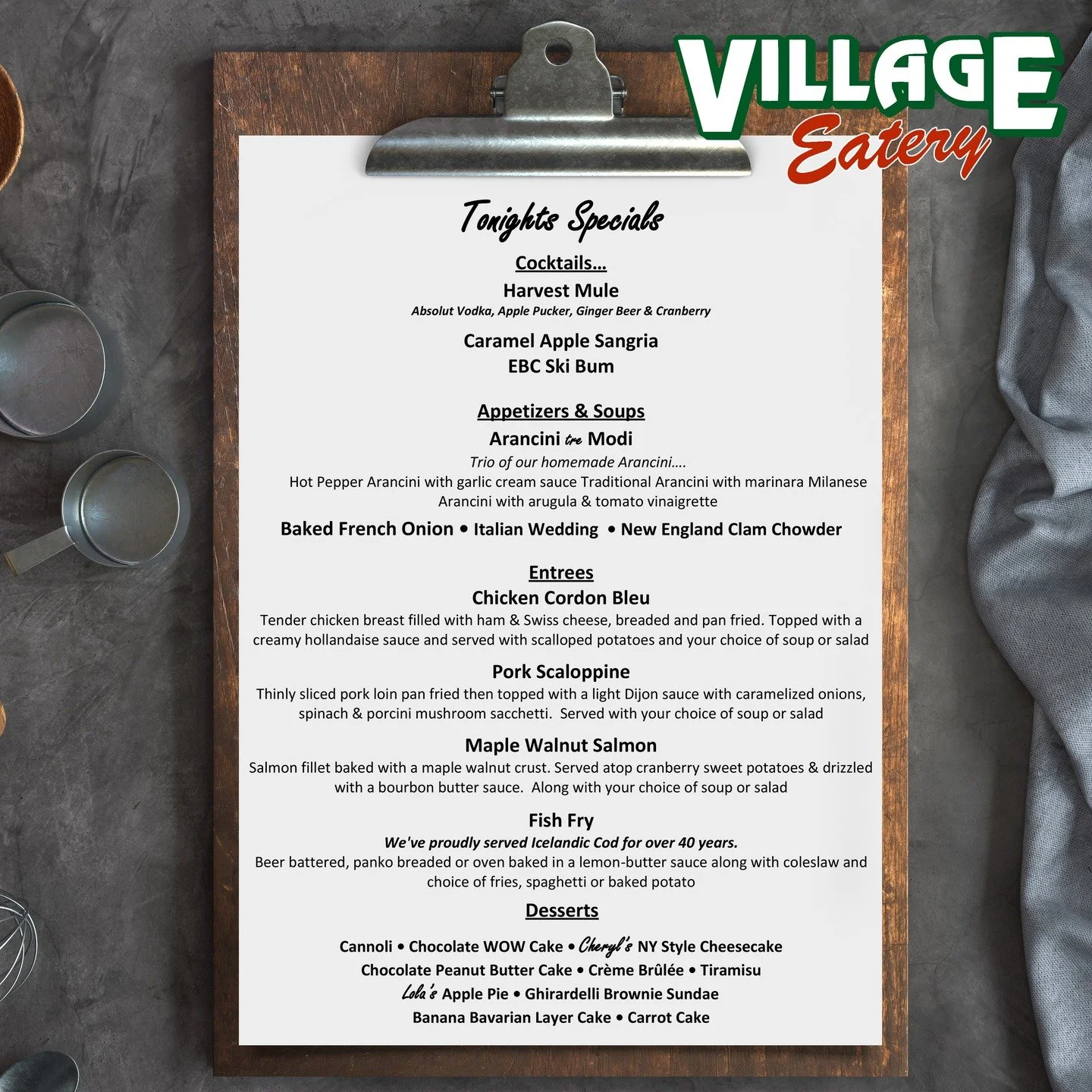 𝐅𝐚𝐥𝐥 𝐈𝐧𝐭𝐨 𝐓𝐡𝐞𝐬𝐞 𝐒𝐩𝐞𝐜𝐢𝐚𝐥𝐬 𝐓𝐡𝐢𝐬 𝐖𝐞𝐞𝐤𝐞𝐧𝐝 𝐋𝐨𝐜𝐤𝐩𝐨𝐫𝐭!🤎💛🍁 🍝🍝

As always we feature our Fish Fry on Friday and Saturday is our Prime Rib dinner special. 𝗜𝗻 𝗮𝗱𝗱𝗶𝘁𝗶𝗼𝗻 𝘁𝗼 𝗼𝘂𝗿 𝗿𝗲𝗴𝘂𝗹𝗮𝗿 𝘀𝗽𝗲𝗰𝗶?