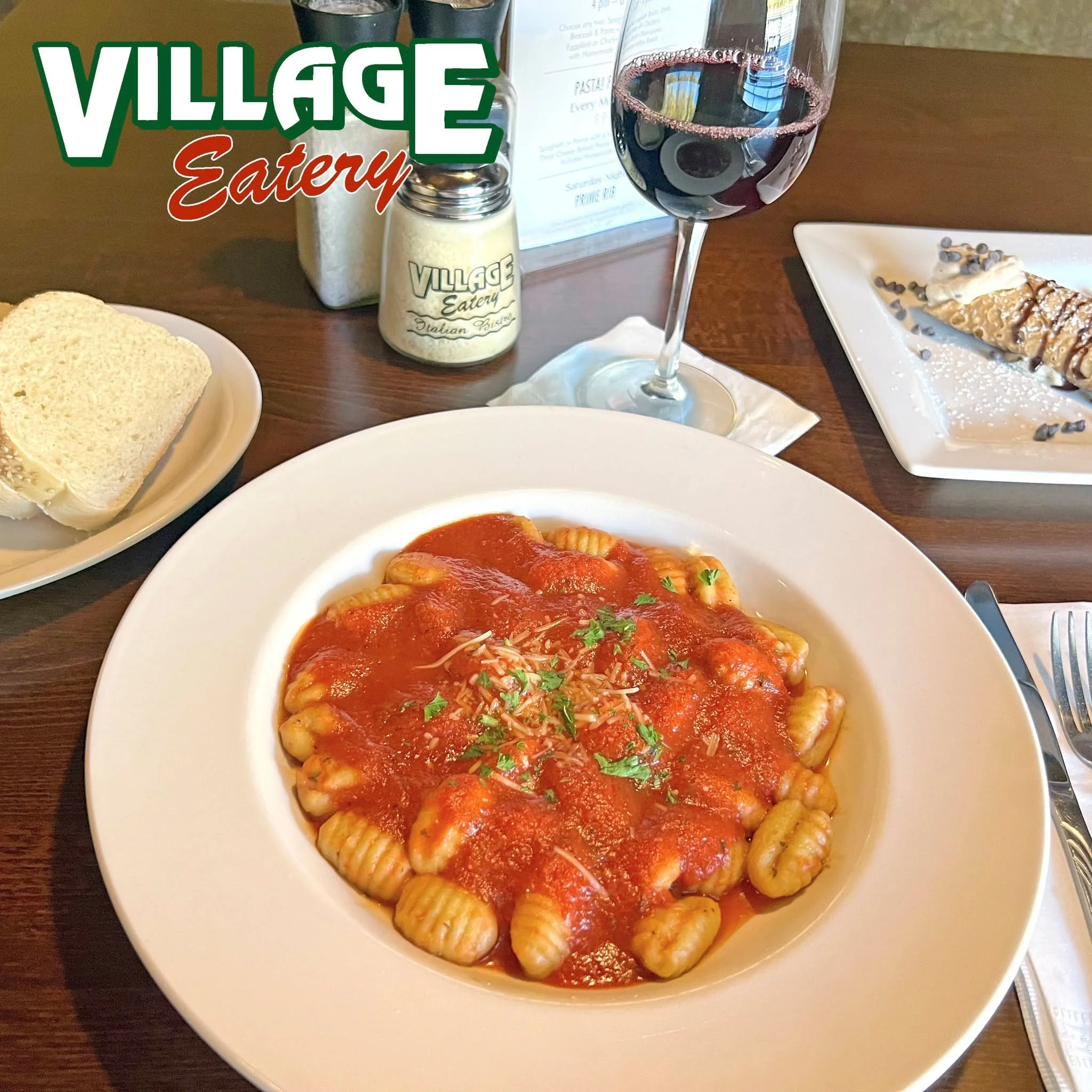 𝗦𝘂𝗻𝗱𝗮𝘆 𝗶𝘀 𝗙𝗮𝗺𝗶𝗹𝘆 𝗡𝗶𝗴𝗵𝘁 𝗮𝘁 𝗩𝗶𝗹𝗹𝗮𝗴𝗲 𝗘𝗮𝘁𝗲𝗿𝘆!🍕🍝👨&zwj;👩&zwj;👦&zwj;👦🍝🥟

Come to Village Eatery today and every Sunday for our Gnocchi dinner! We also have our Pot Roast dinner special served with mashed potatoes wi