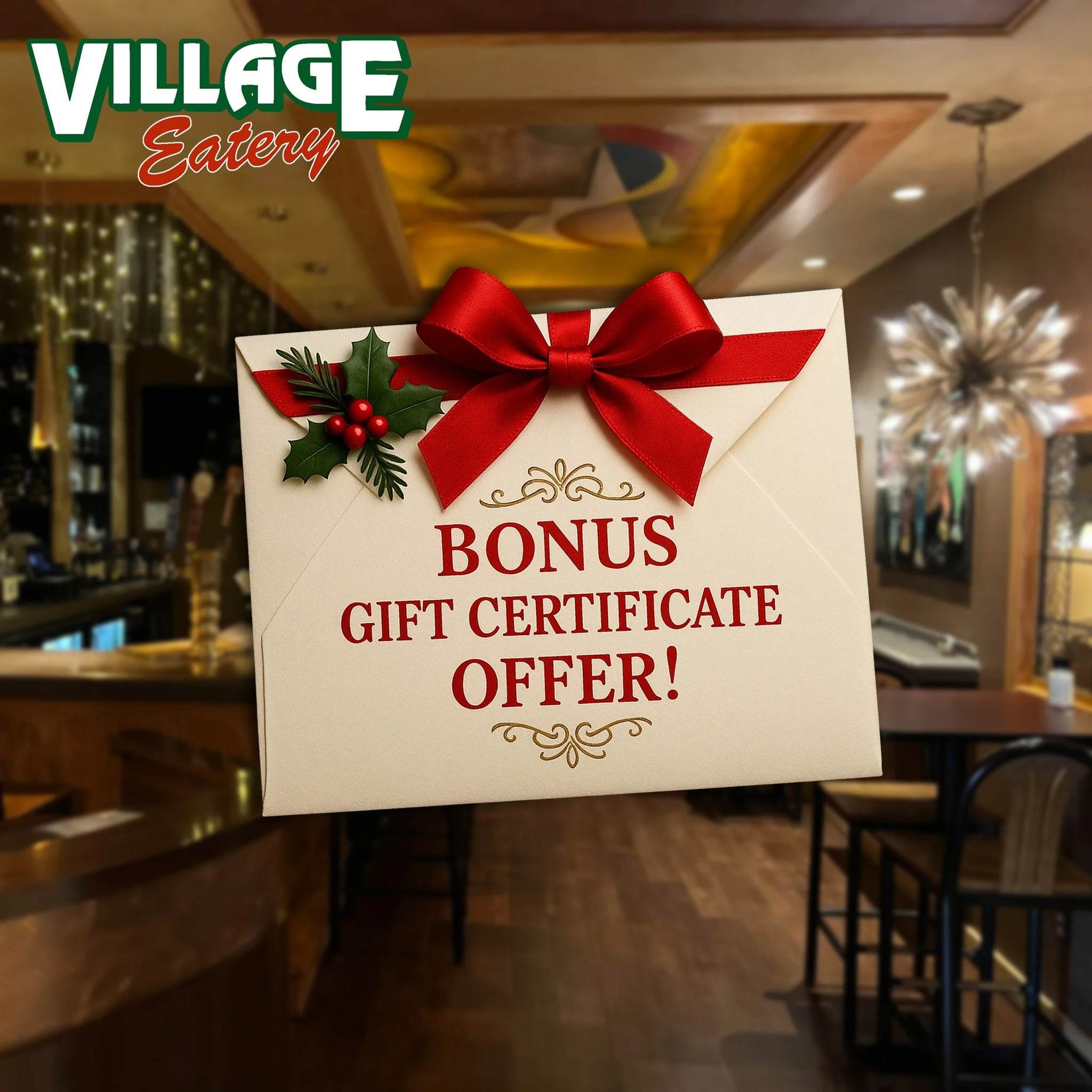 𝐋𝐨𝐨𝐤𝐢𝐧𝐠 𝐟𝐨𝐫 𝐚 𝐆𝐫𝐞𝐚𝐭 𝐆𝐢𝐟𝐭 𝐈𝐝𝐞𝐚 𝐓𝐡𝐢𝐬 𝐇𝐨𝐥𝐢𝐝𝐚𝐲 𝐒𝐞𝐚𝐬𝐨𝐧?! 🎁🌲

A gift certificate to Village Eatery is the perfect idea for colleagues and family members. 

𝗢𝗿𝗱𝗲𝗿 𝗼𝗻𝗹𝗶𝗻𝗲 𝗵𝗲𝗿𝗲:  https://www.villageeat