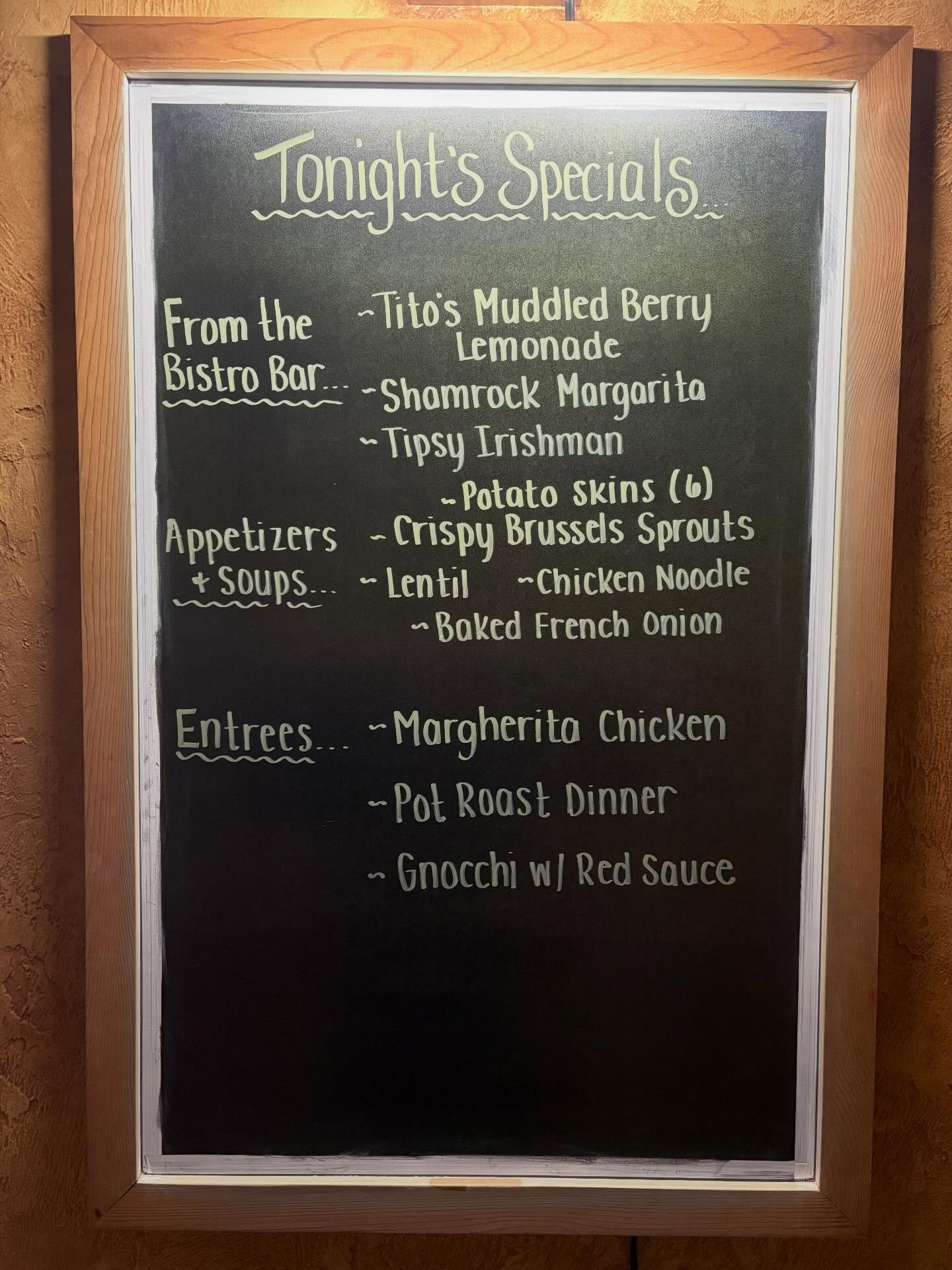 ✨ Sunday Specials at The Village Eatery ✨

End your weekend on a delicious note with tonight&rsquo;s cozy, comfort-filled lineup 👇

🍹 From the Bistro Bar
&bull; Tito&rsquo;s Muddled Berry Lemonade
&bull; Shamrock Margarita
&bull; Tipsy Irishman

🥣