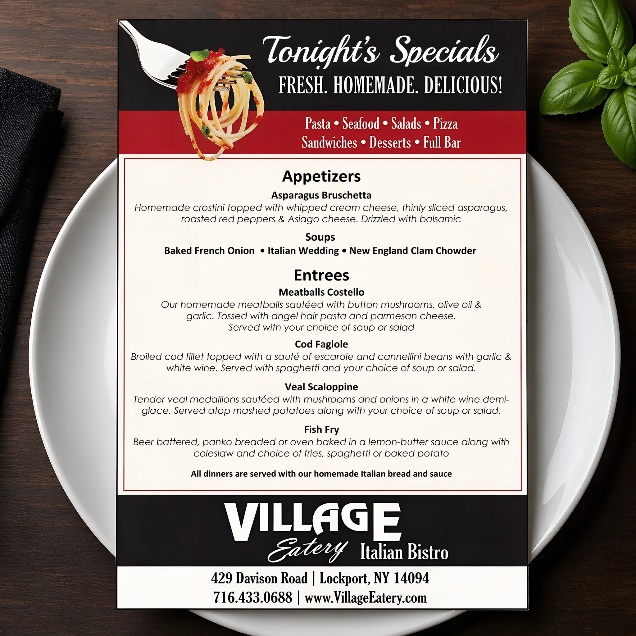 𝐅𝐫𝐞𝐬𝐡. 𝐇𝐨𝐦𝐞𝐦𝐚𝐝𝐞. 𝐃𝐞𝐥𝐢𝐜𝐢𝐨𝐮𝐬!  𝐋𝐨𝐜𝐤𝐩𝐨𝐫𝐭, 𝐎𝐮𝐫 𝐖𝐞𝐞𝐤𝐞𝐧𝐝 𝐒𝐩𝐞𝐜𝐢𝐚𝐥𝐬 𝐀𝐫𝐞 𝐇𝐞𝐫𝐞!!

As always we feature our Fish Fry on Friday and Saturday is our Prime Rib dinner special. 𝗜𝗻 𝗮𝗱𝗱𝗶𝘁𝗶𝗼𝗻 𝘁𝗼 𝗼𝘂𝗿