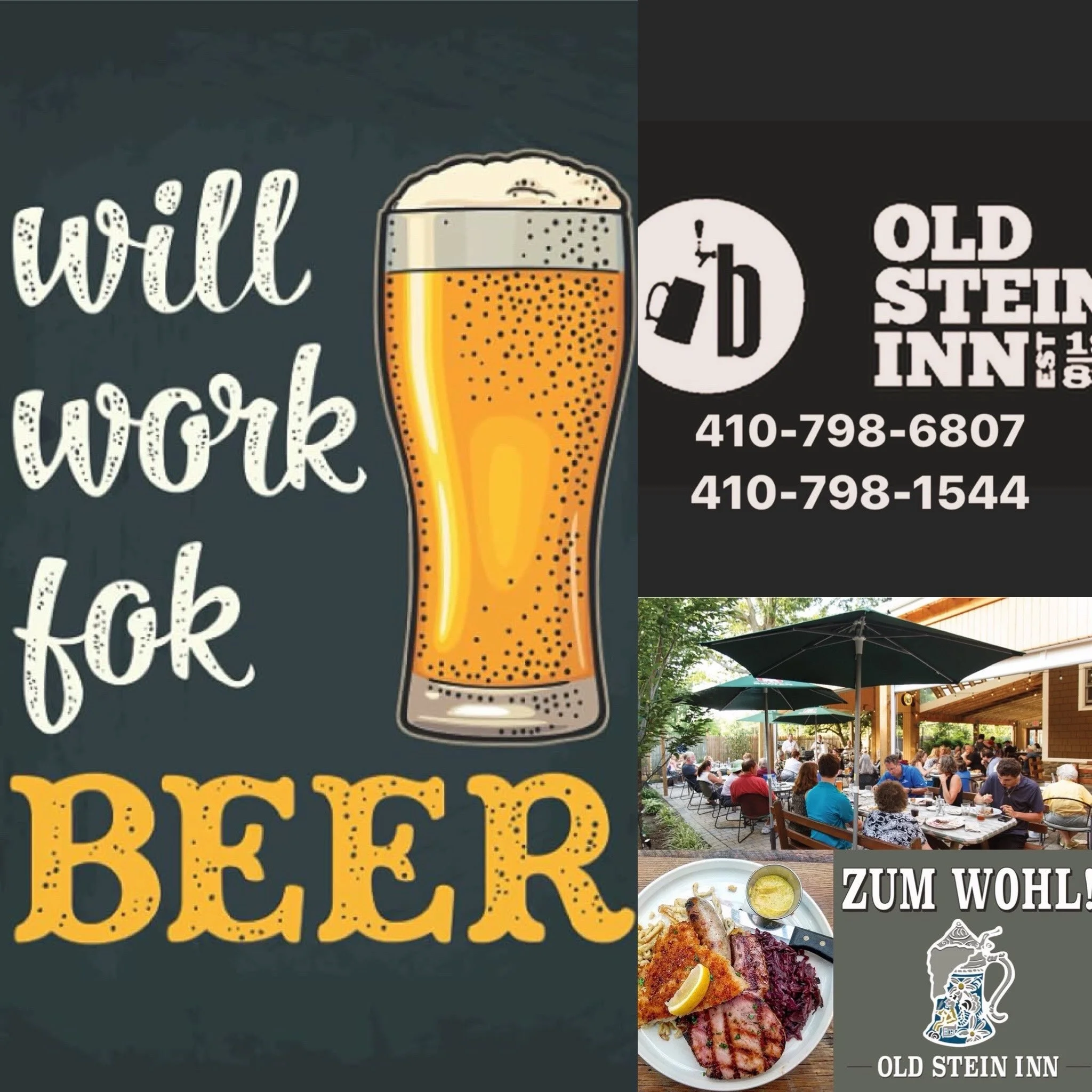 We are looking for front &amp; back of house new staff members.

If you are interested in joining our team please stop off at our front host station for an application or email your resume to:
 m.selinger@oldstein-inn.com
 
Old Stein Inn
Restaurant &