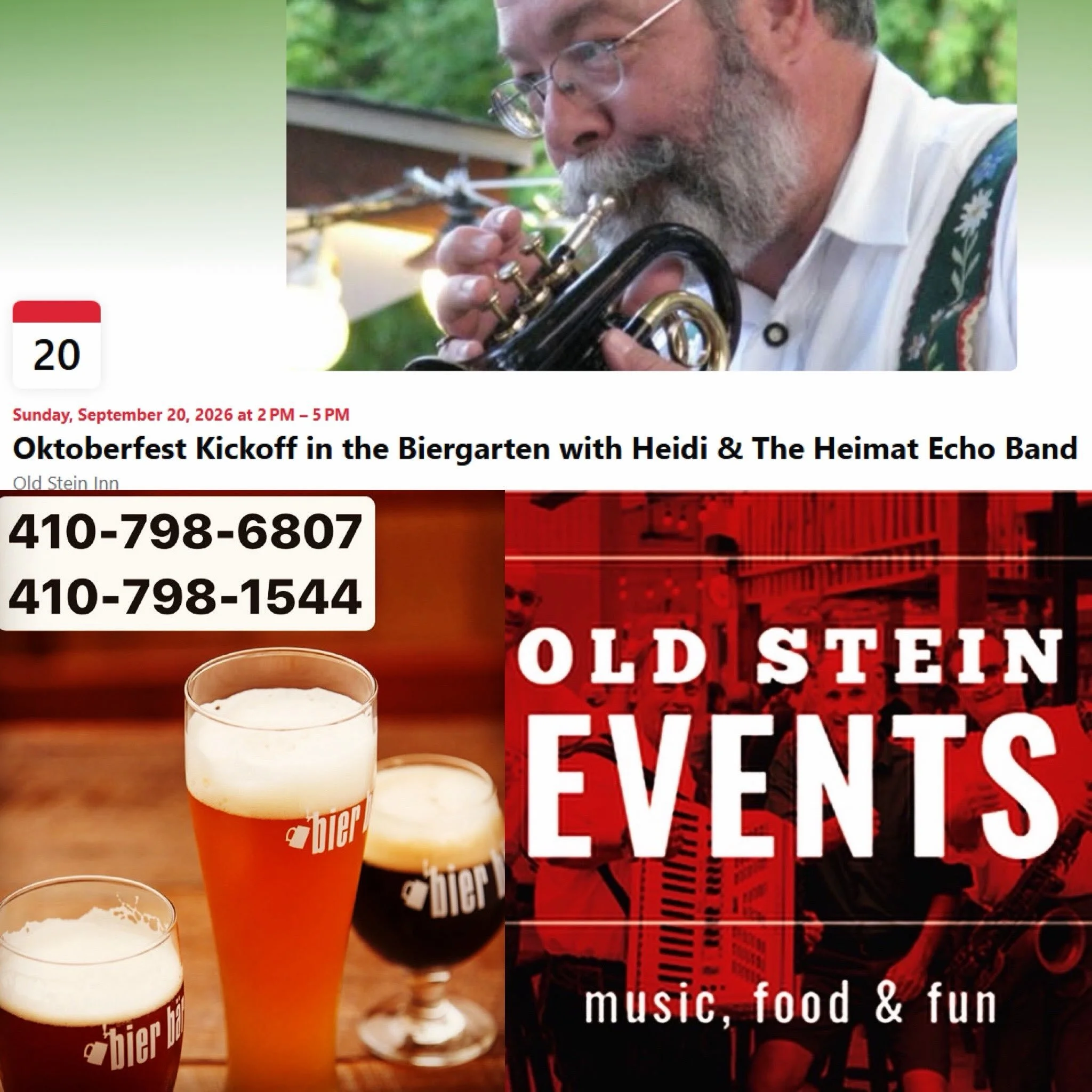 Oktoberfest Kick-off with Heidi &amp; The Heimat Echo Band in the Biergarten Sunday September 20th 2-5pm 🪗🍺🫵 

#oktoberfest #beerfest #munich #germany #bratwurst