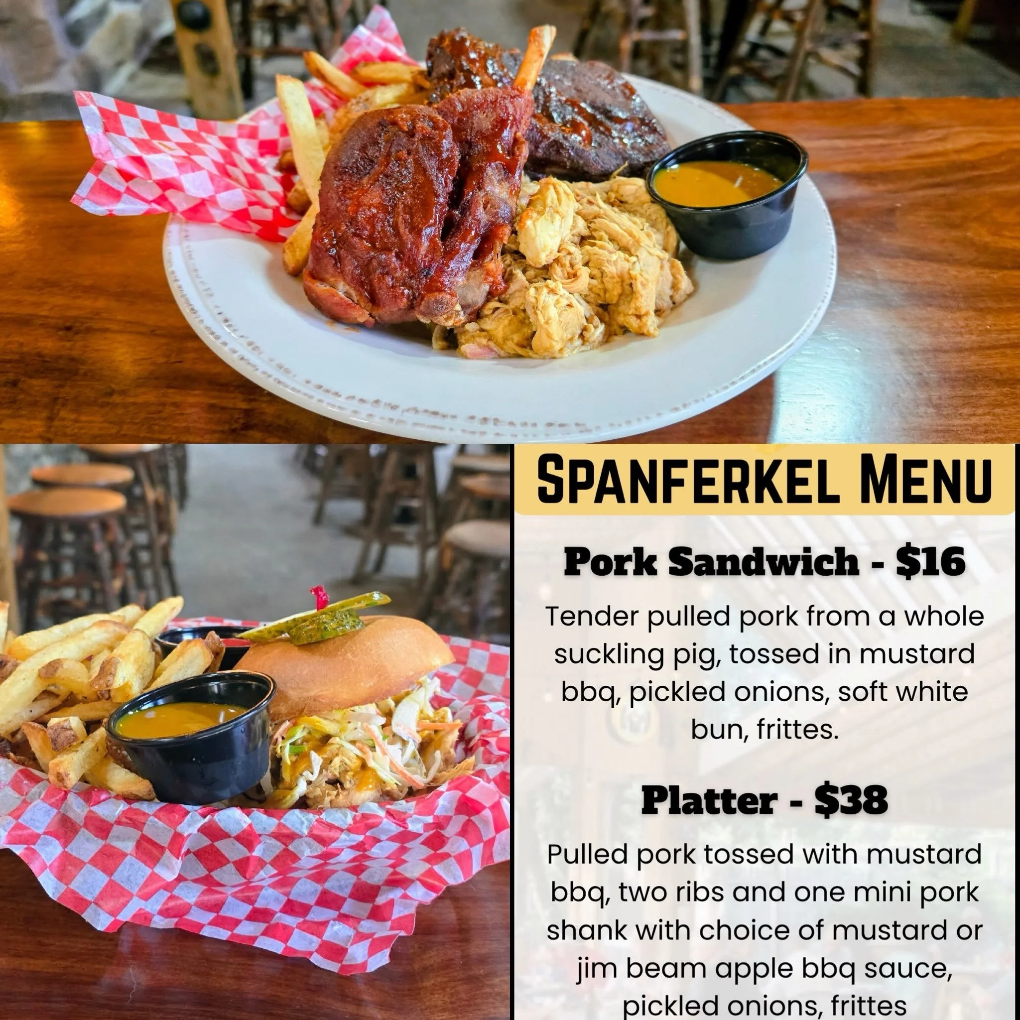 Sunday Funday 🌞

1. Spanferkel &ldquo;Pig Roast&rdquo; - first come first serve
*dine in or order togo*

2. Polka Terps Band 2-5pm

3. Local Vendors market  noon - 4pm 

Check our web site for our Friday local acoustic and German Sunday music Line-u