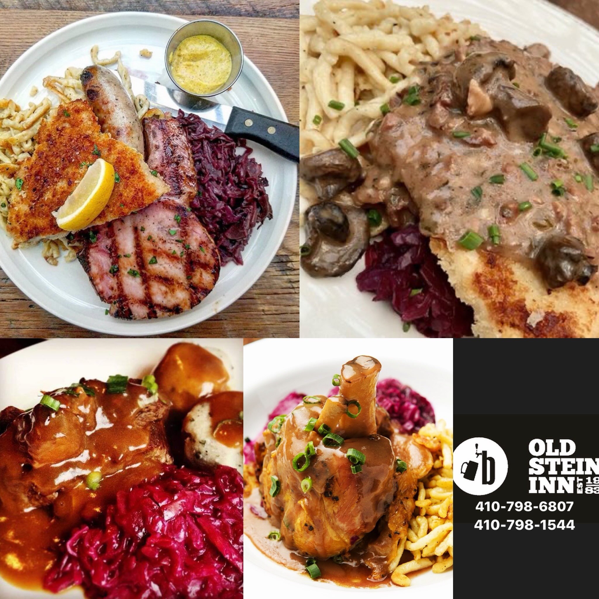 What  does this fall Oktoberfest weather have you a hankering for?:

1. Old Stein Sampler Platter 

2. J&auml;gerschnitzel

3. Short Rib Sauerbraten 

4. M&Uuml;NCHNER SCHWEINSHAXE

Reservations:
https://www.oldstein-inn.com/reservations

Check out o
