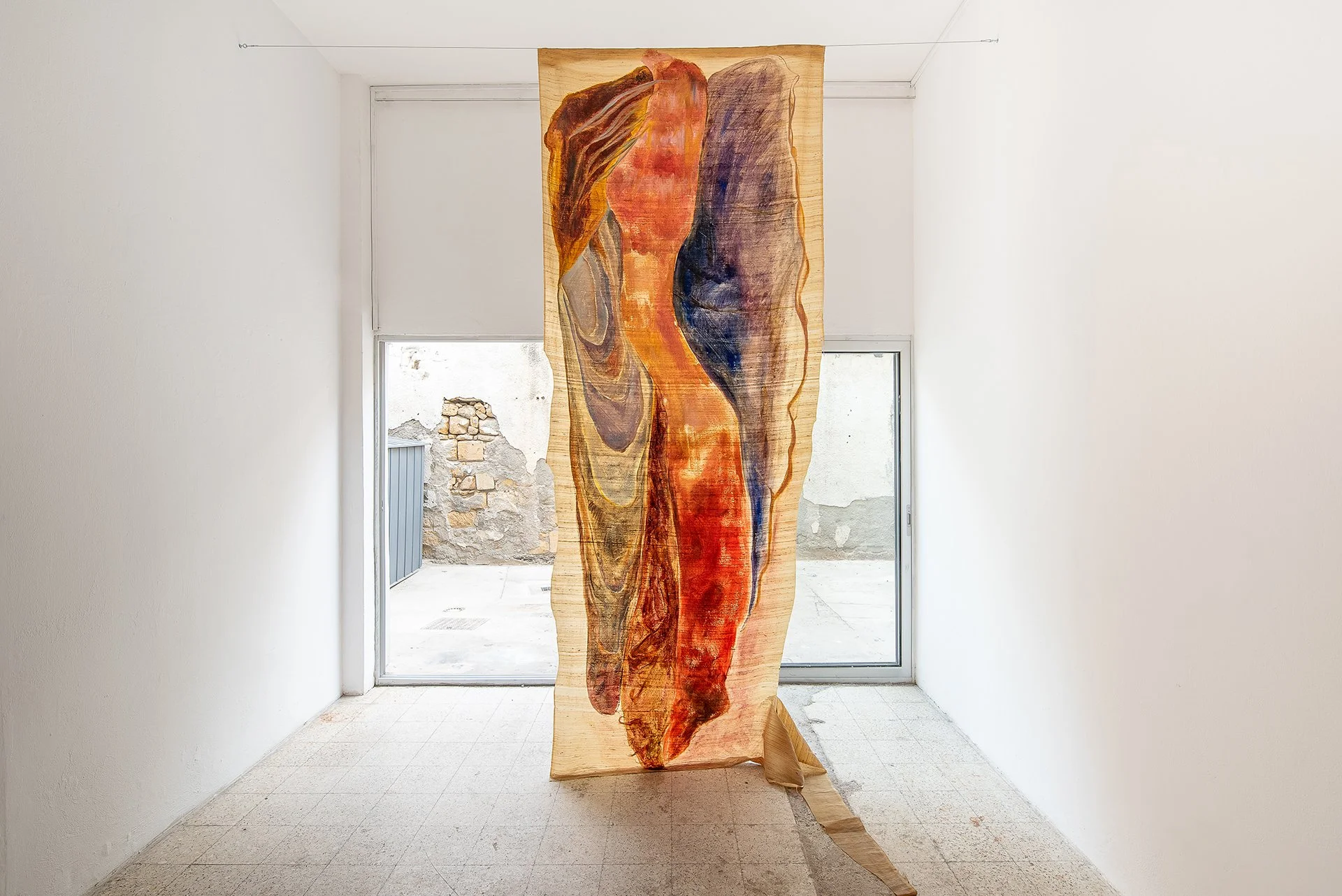 Refugium, acrylic and oil on raw silk, 350 x 140 cm, 2023. Photos_ ©️ Mirka K. _ Eleni Odysseos.jpg