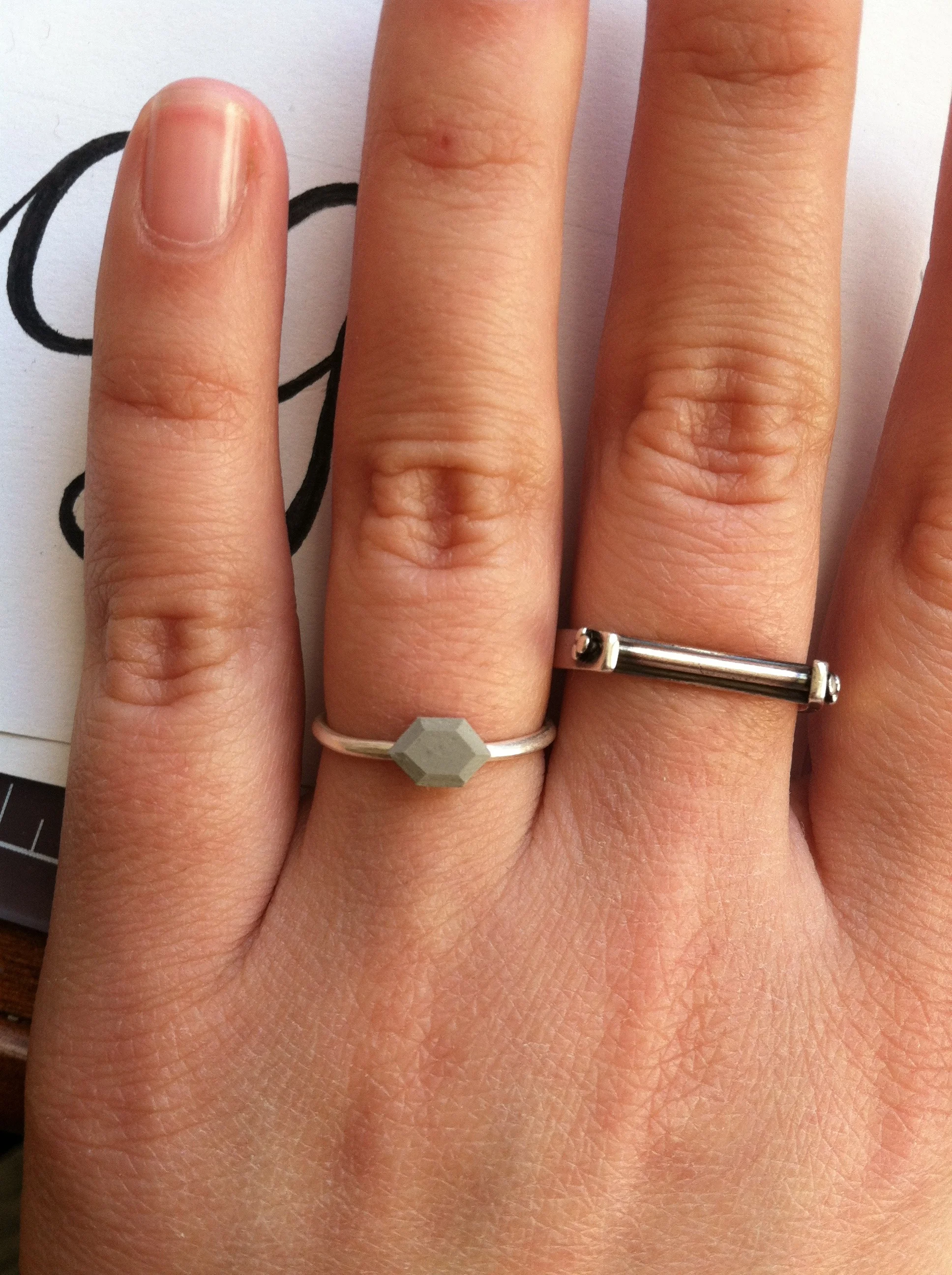 A mock-up for a stackable signet ring