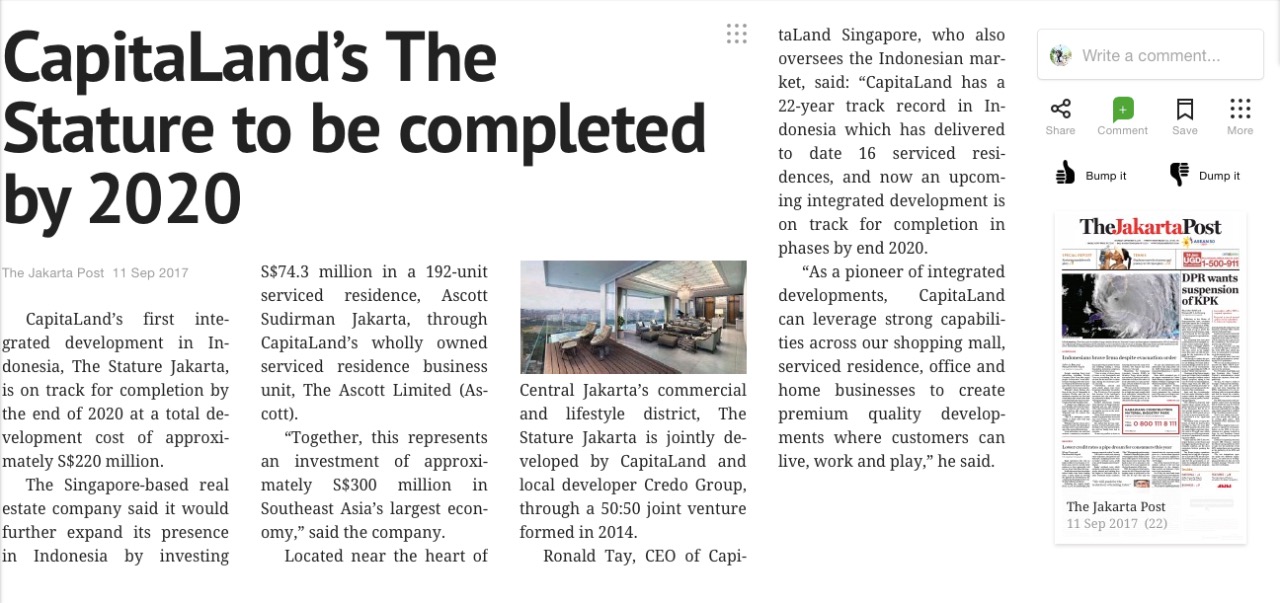 The Stature Jakarta was covered by national and international news portals