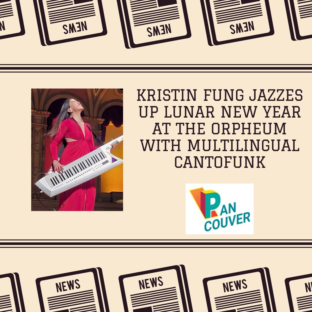 Newspaper icon with Kristin playing keytar