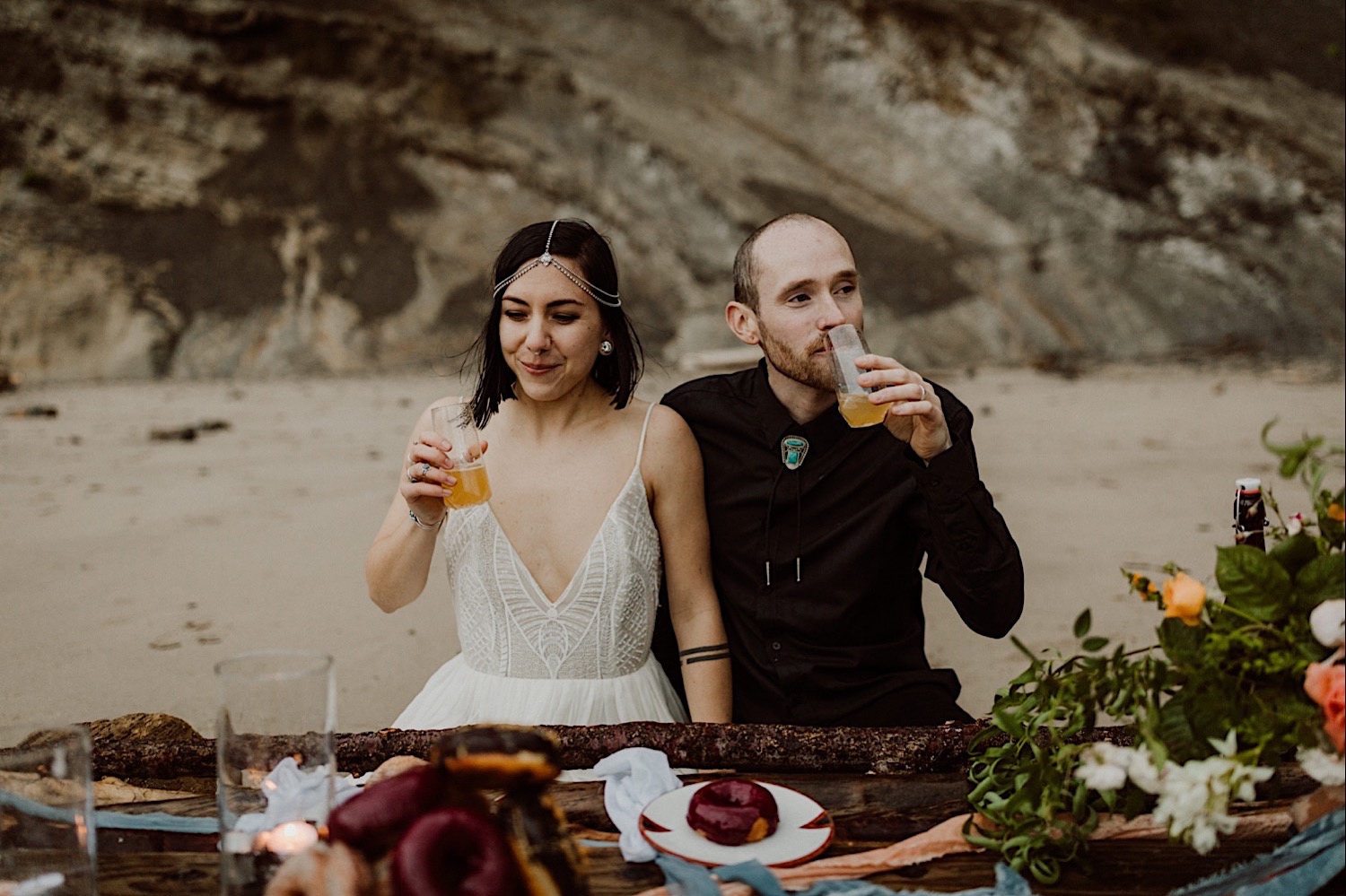 Dinner at Beach Elopement