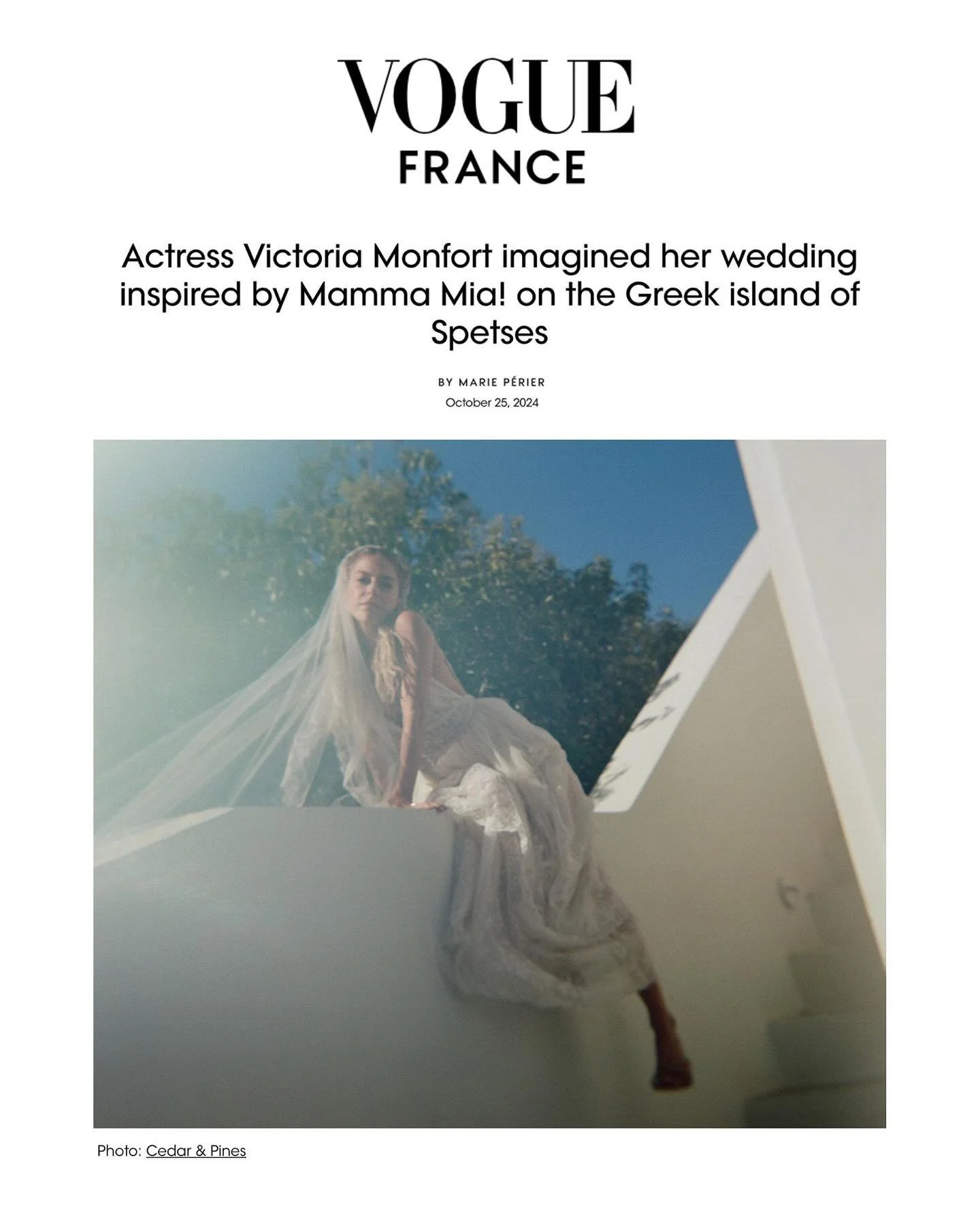 a year ago this wedding was published in @voguefrance 

so much love to @vicmonfort @hugocremaschi and their sweet girl Nala. So incredibly special to spend the weekend on an island in Greece capturing the magic.

and thank you to @marie.perier for t