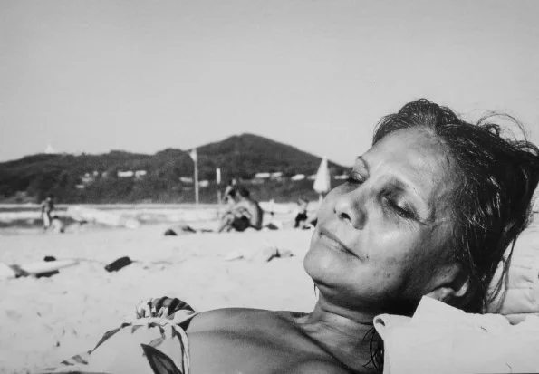 My mother taking in the sun in Australia. 