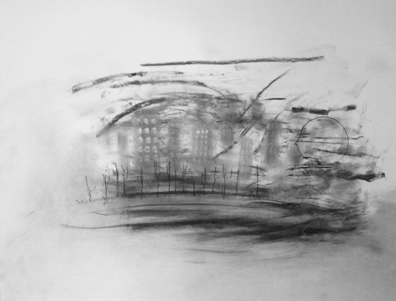 Before  birth - charcoal on paper, 2016 - 50x85cm