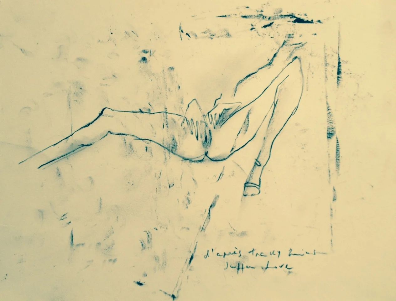 Hands on (after Tracey Emin Suffer love) - ink and pencil on paper, 2016 - 25x32cm